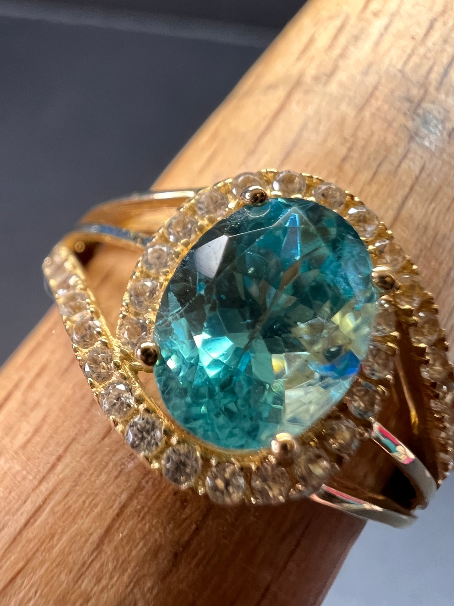 14k gold Paraiba apatite ring size 9