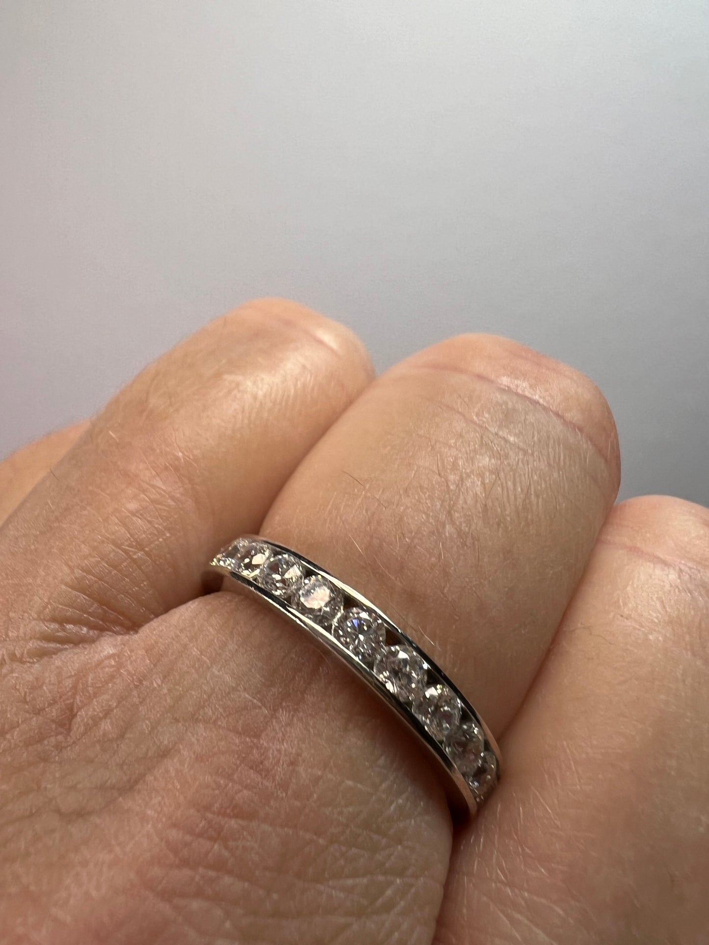 CZ eternity stacker band ring in rhodium over sterling silver size 8