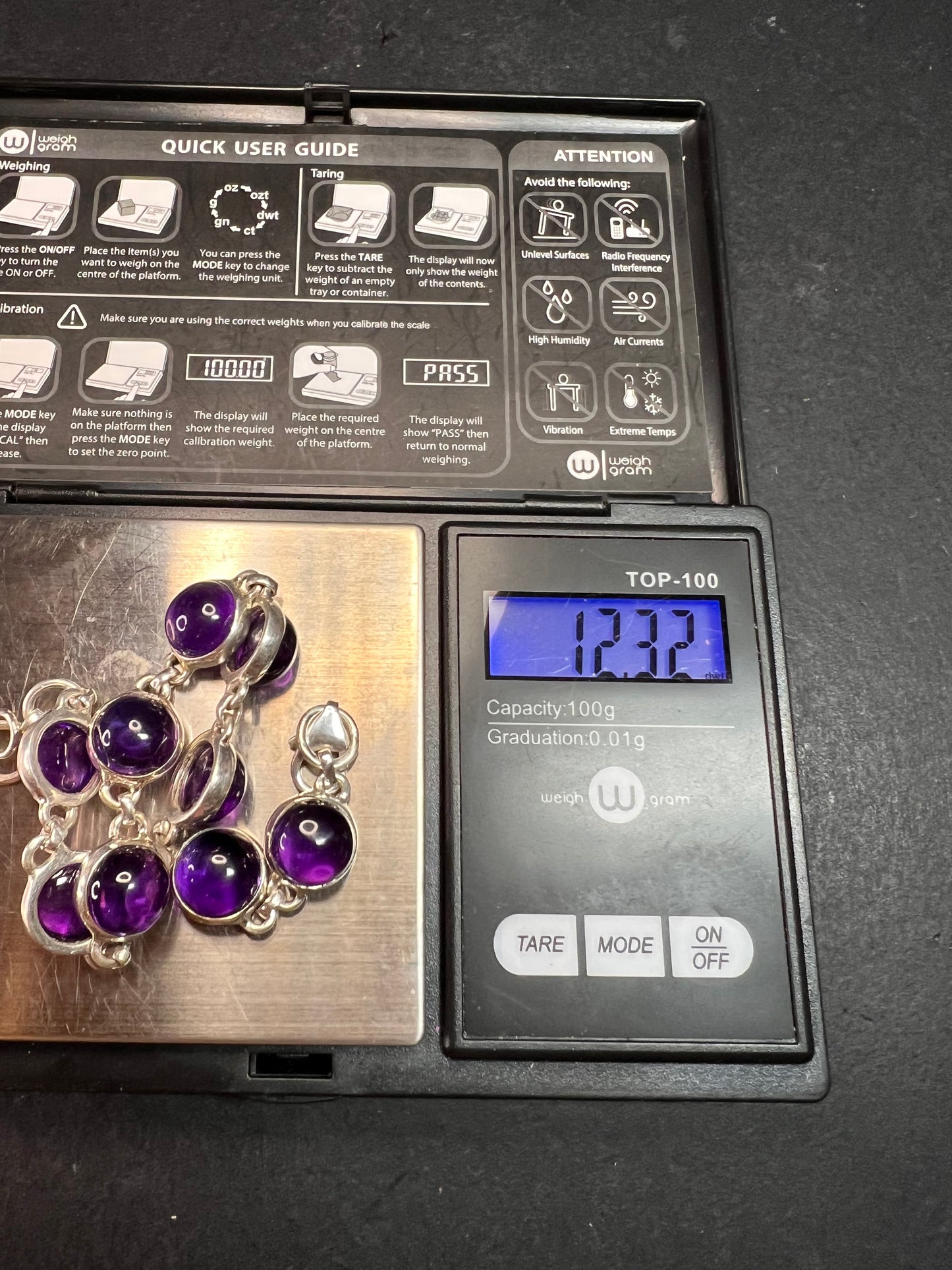 Vintage amethyst sterling silver bracelet