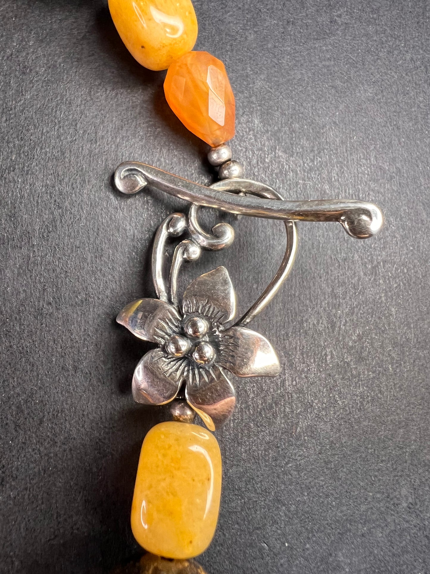 NEW multi stone 18 inch necklace with sterling silver flower toggle clasp