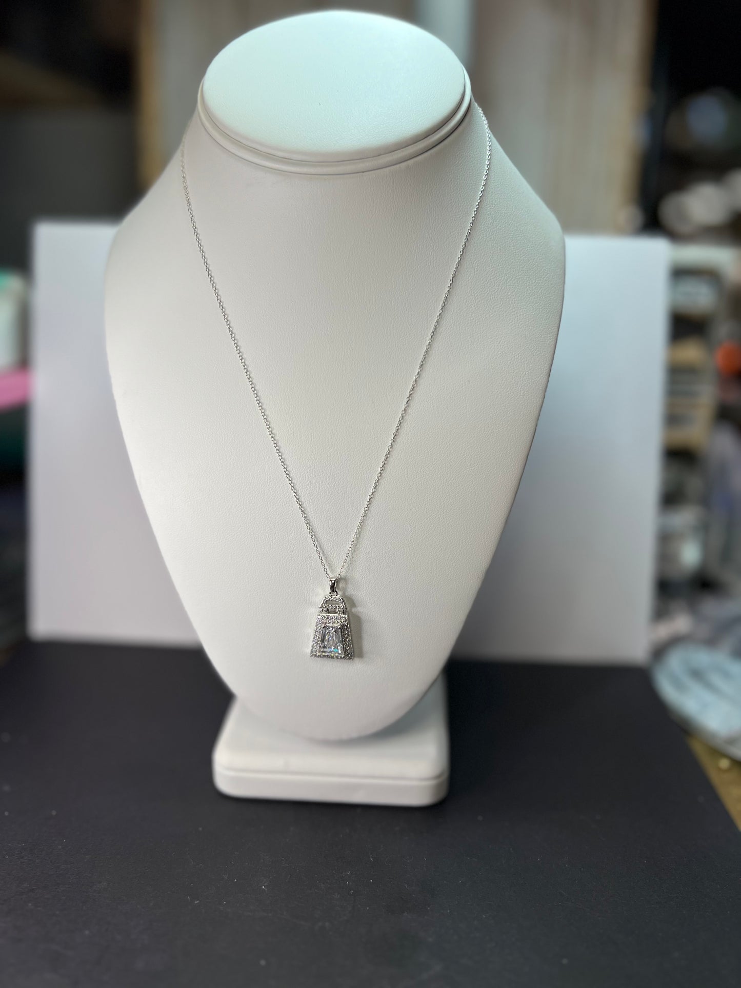 Tycoon CZ sterling silver pendant and chain necklace