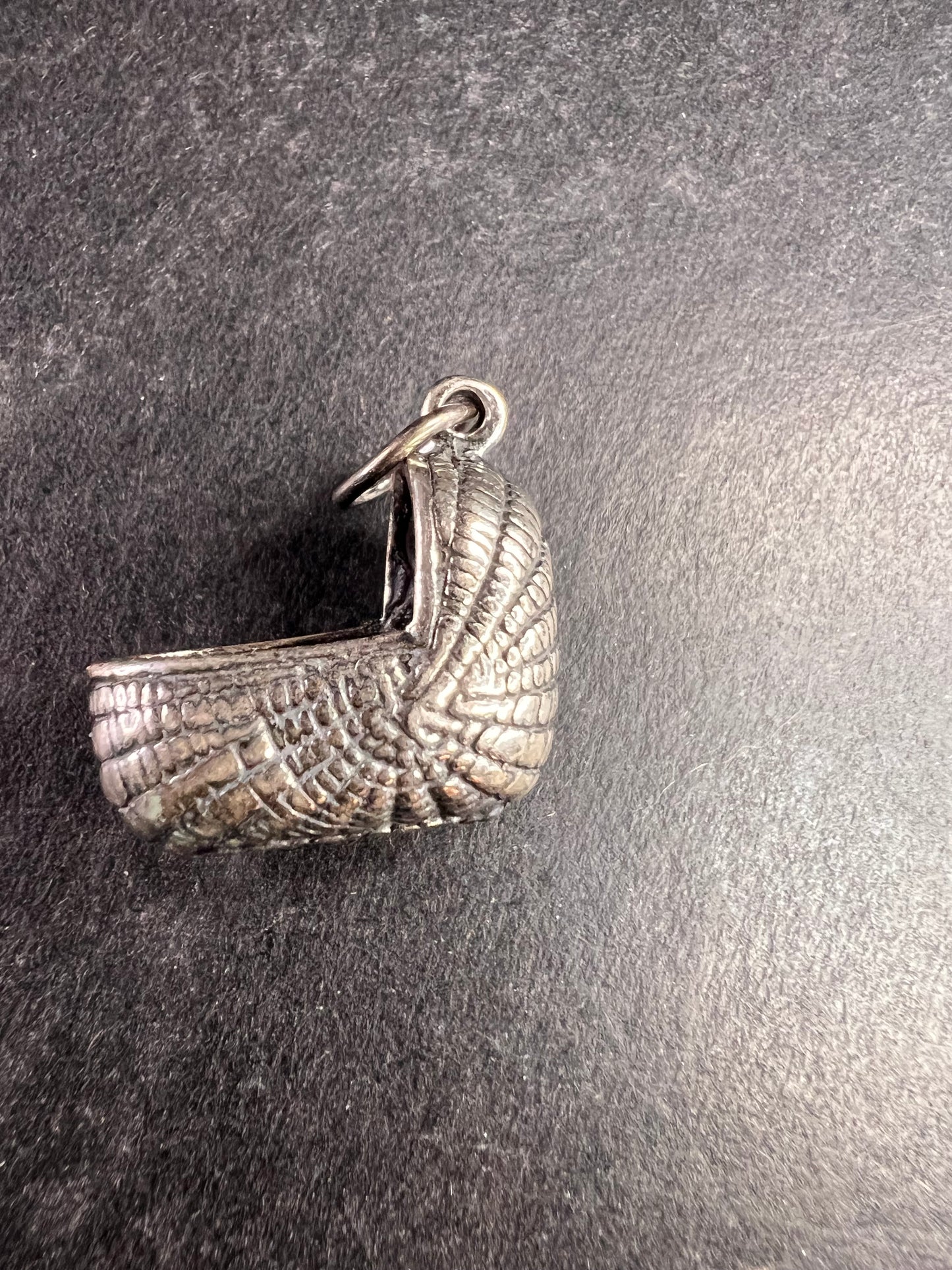 MCM Vintage Sterling Silver Baby Moses Basket Cradle Charm Pendant