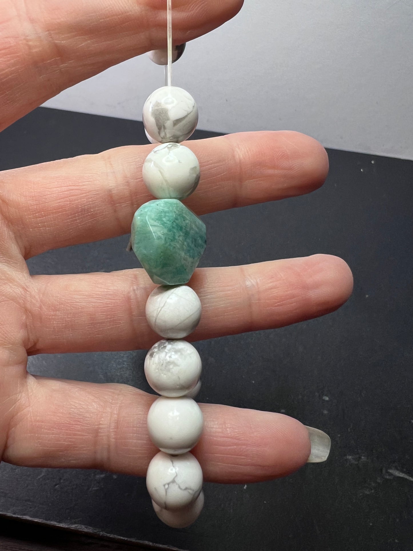 Howlite and Amazonite stretch bracelet 7 inch