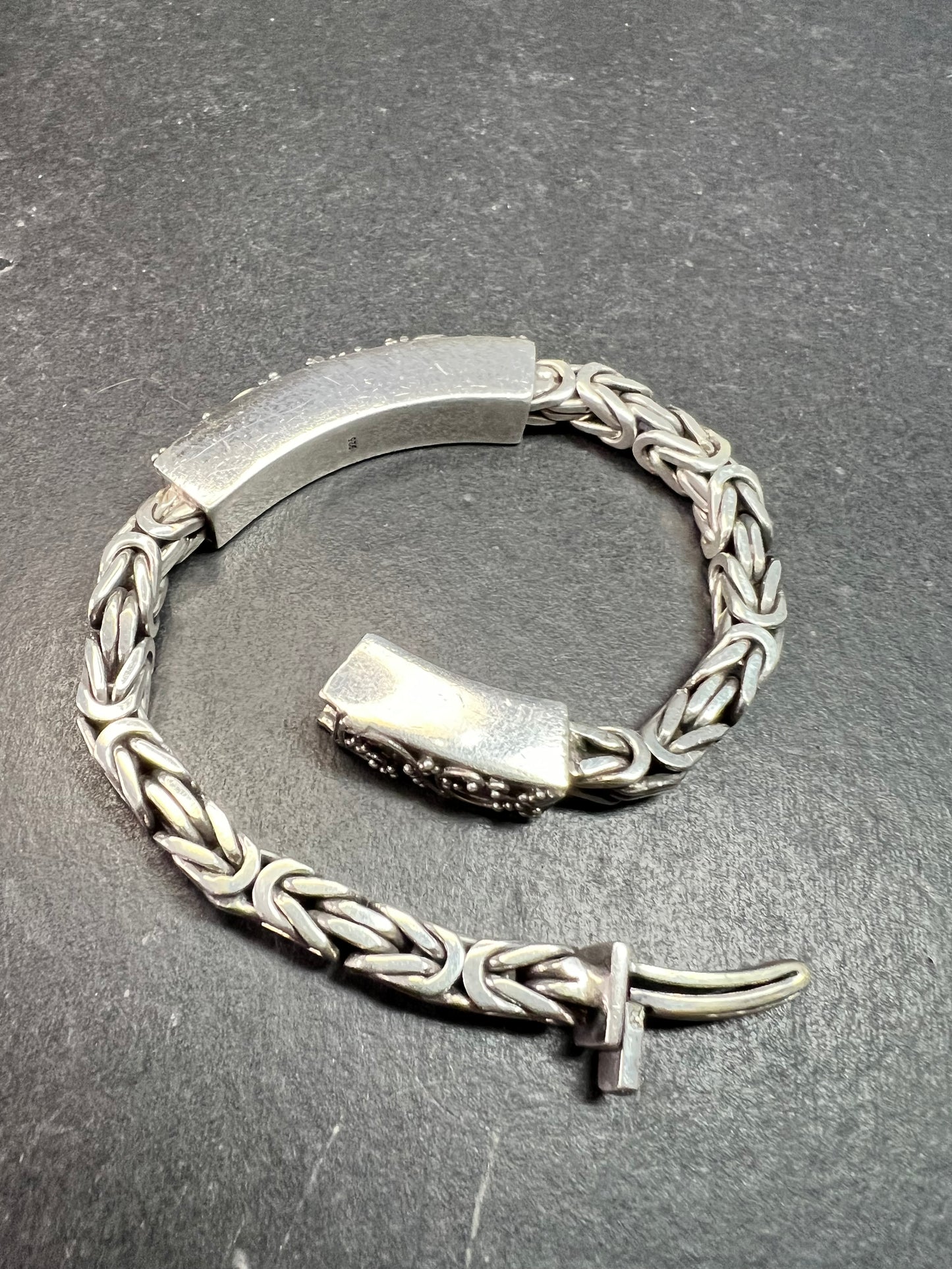 Sterling Silver 925 Borobudur Byzantine Bracelet 7.75–8” 52.19g