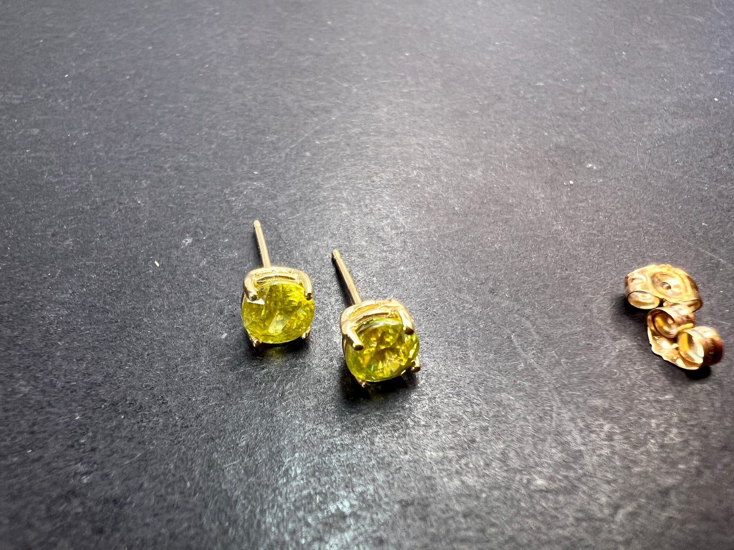 14k yellow gold AAA sava sphene stud earrings