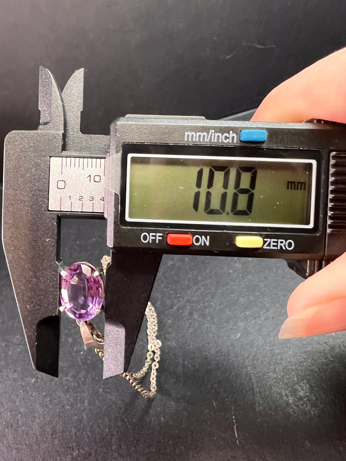 Vintage Amethyst Sterling Silver Pendant on 960 Silver Chain 18”