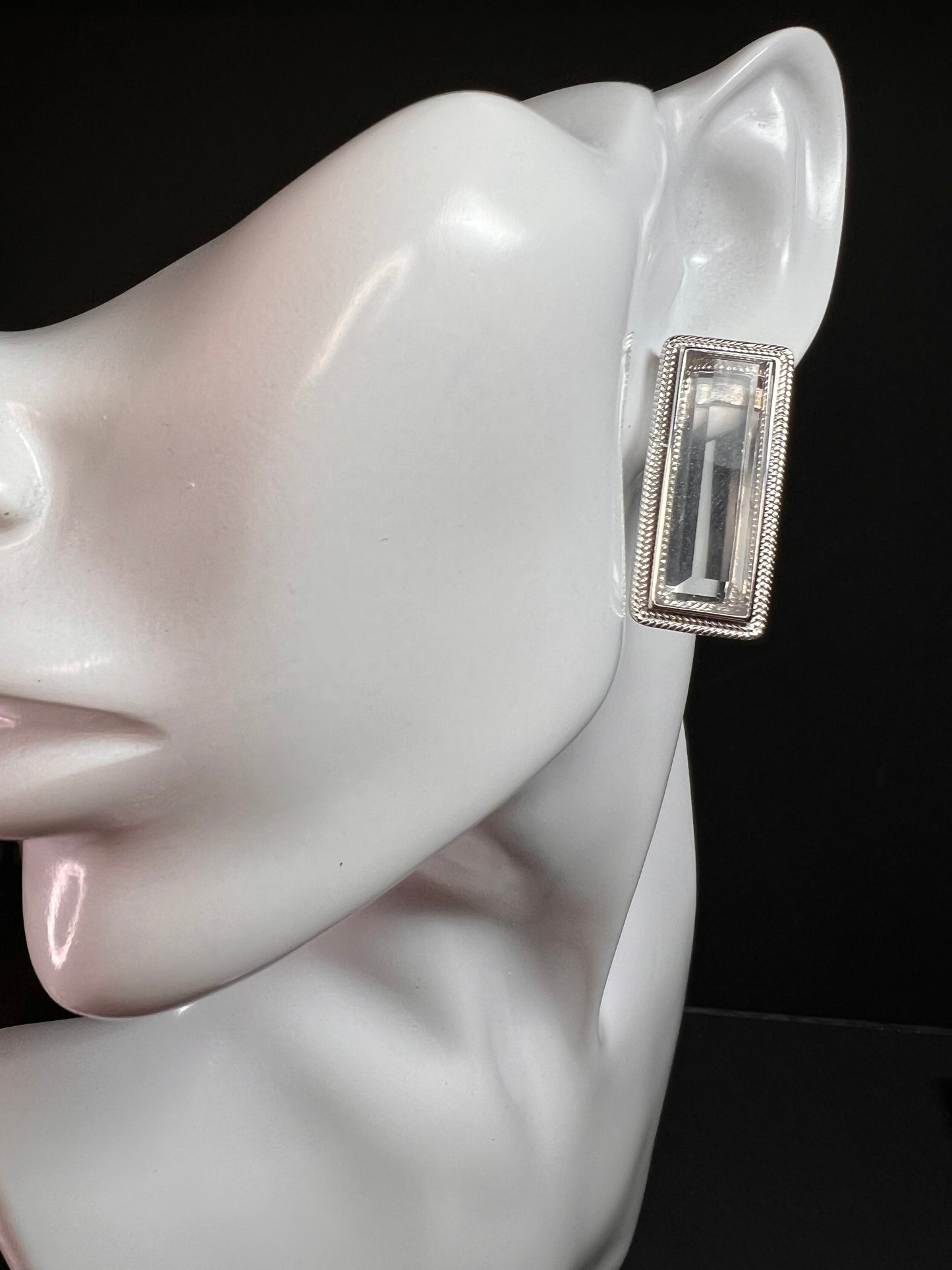 NEW clear quartz gemstone sterling silver earrings