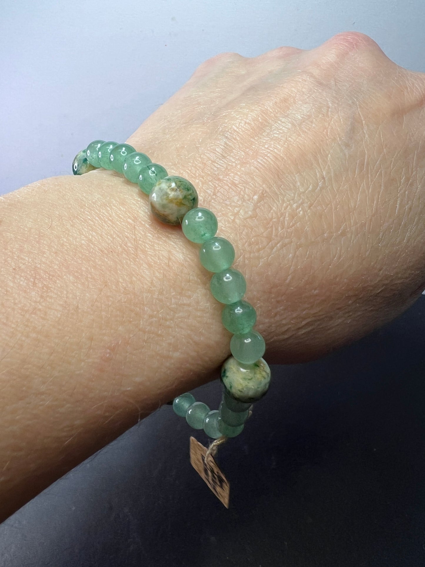 Green aventurine, and Hackmanite stretch bracelet 8 inch