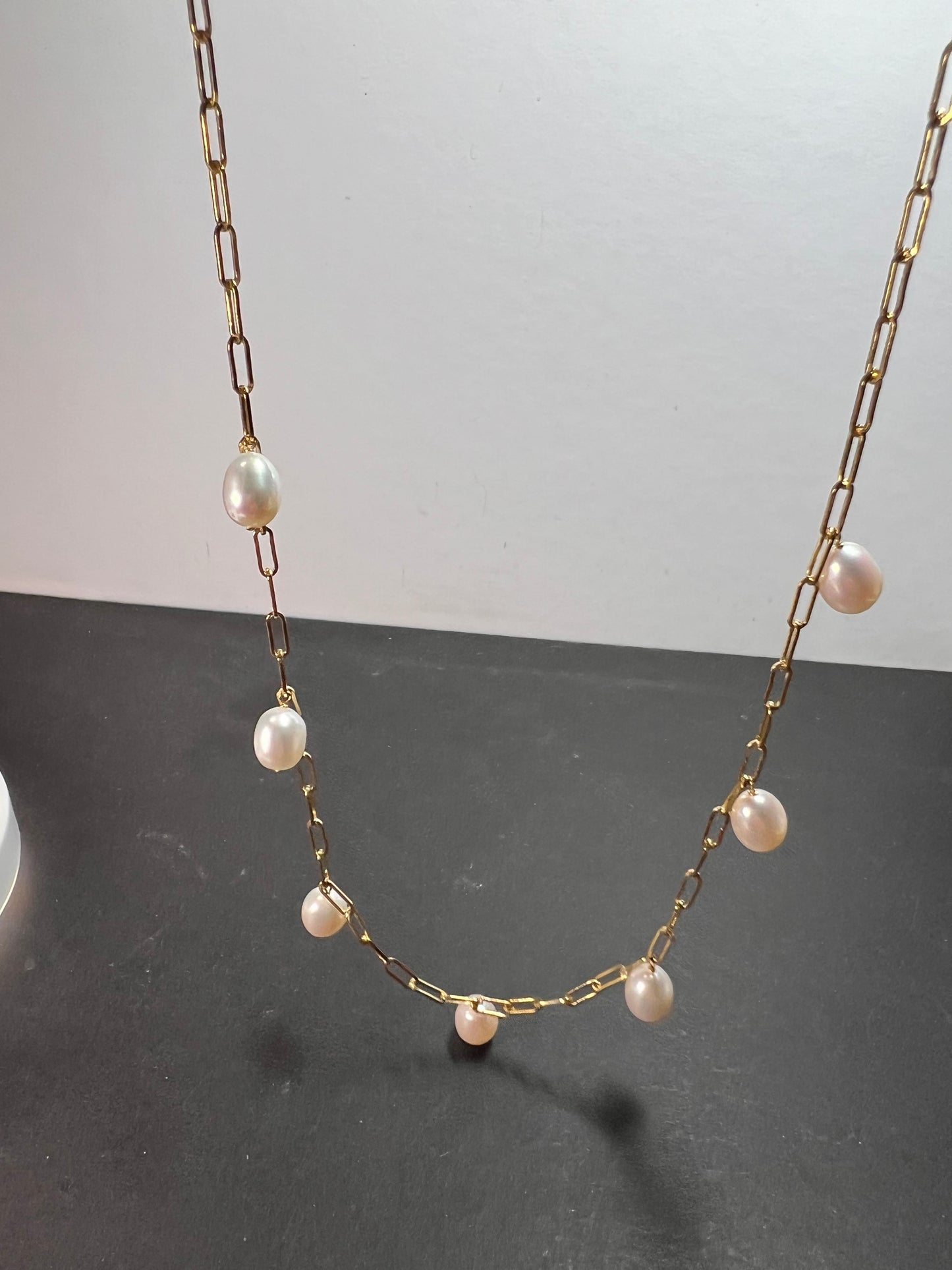 White Cultured Freshwater Pearl 18k Yellow Gold Over Sterling Silver 18-inch Necklace *NEW*