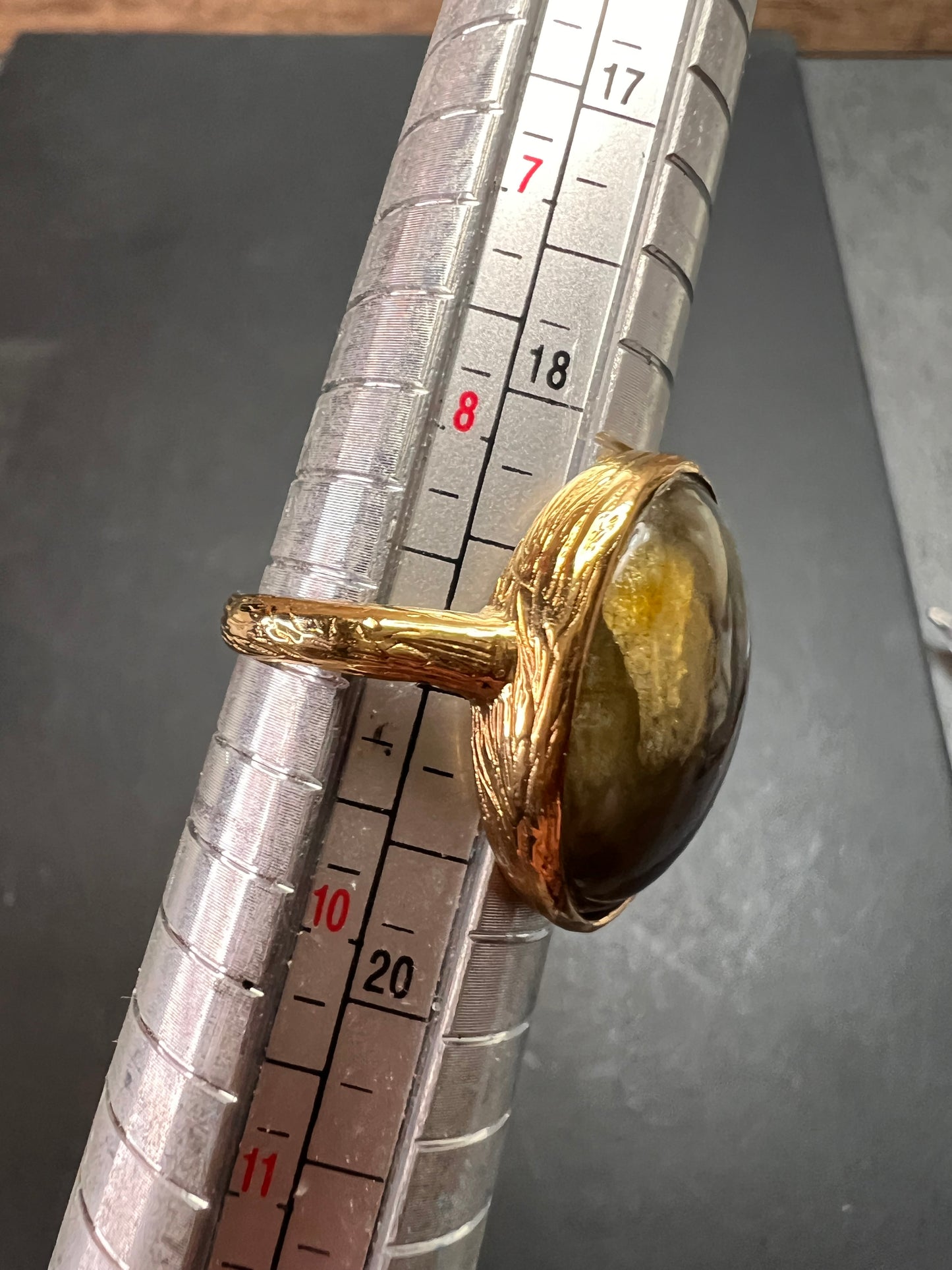 SIG Labradorite size 9 ring in gold tone