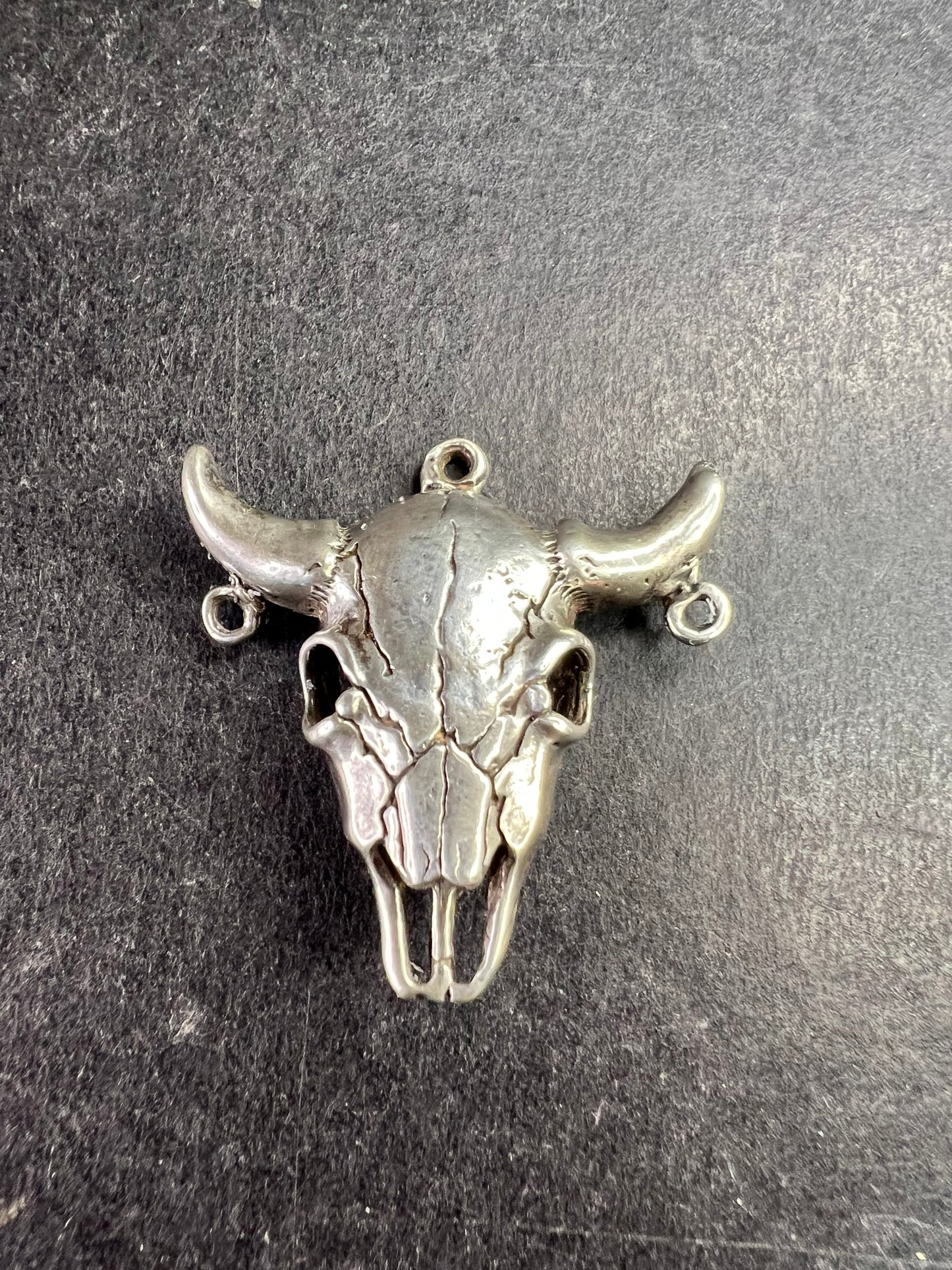 Vintage Sterling Silver Bull Skull Pendant Charm Jewelry Finding
