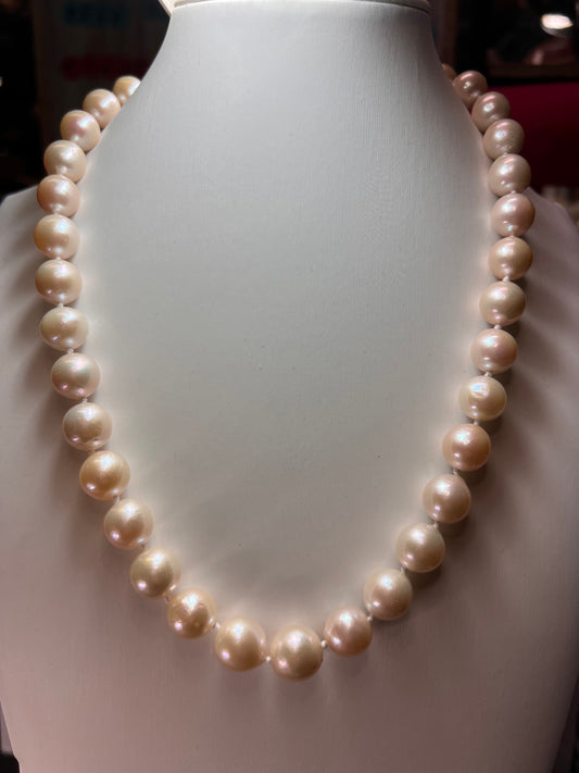 White Cultured Freshwater Pearl Rhodium Over Sterling Silver Necklace 20 inch