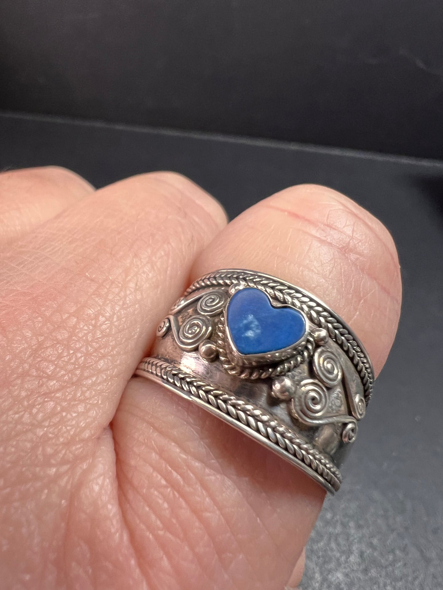 Vintage Sterling Silver Heart Ring | Indonesian Artisan | Size 10–10.25