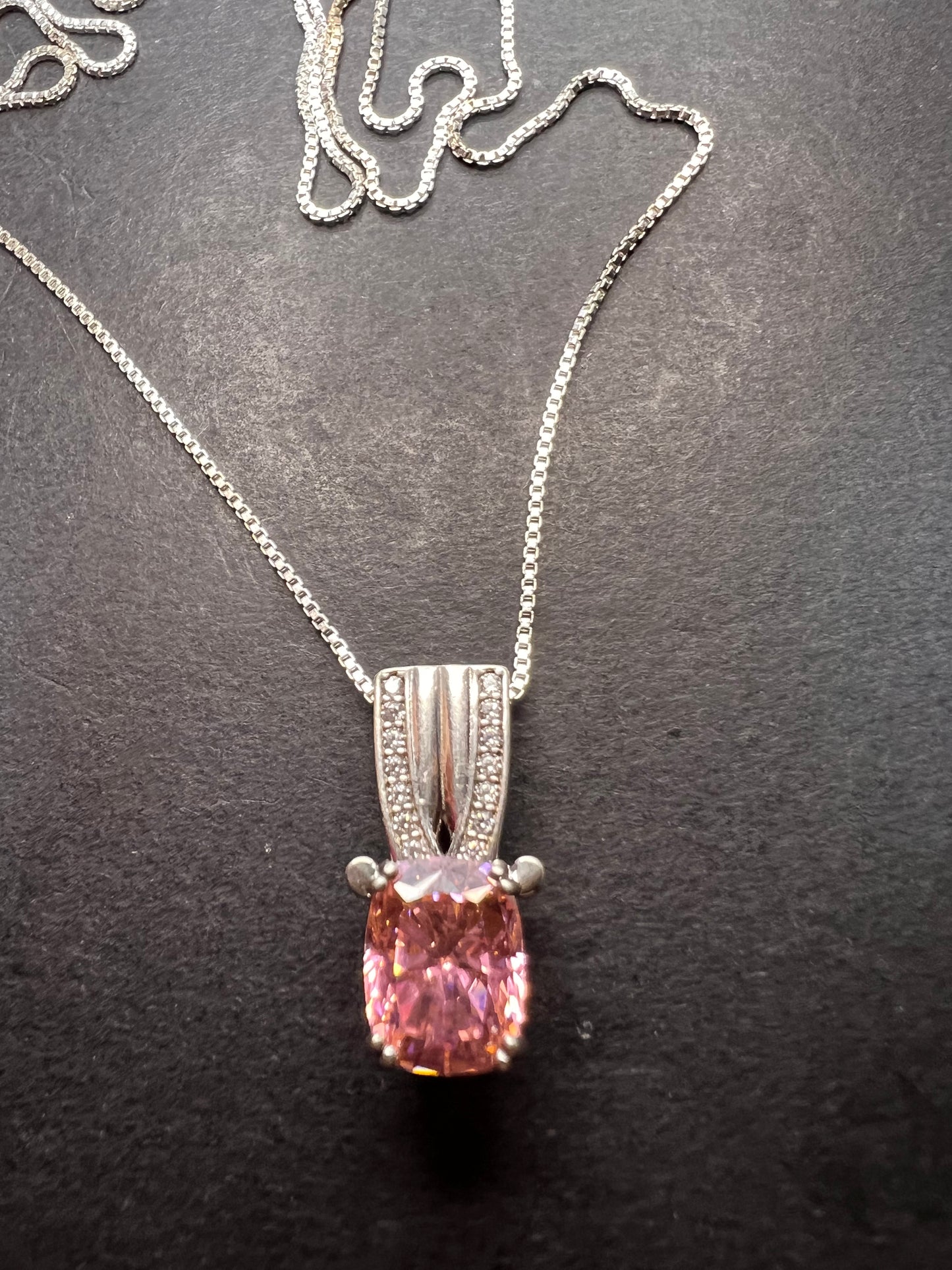 Bella Luce® 5.17ctw Pink and white CZ Rhodium Over Silver Pendant