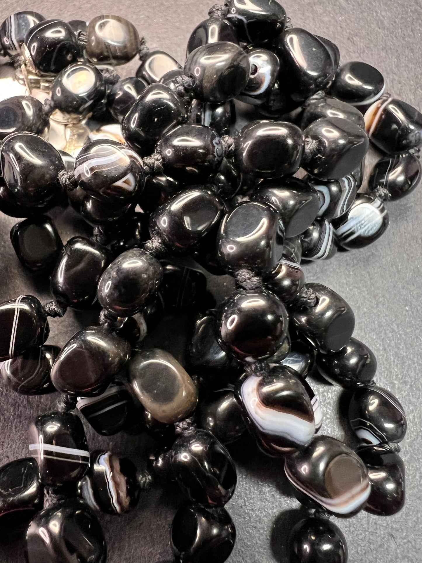 NEW Botswana agate 44 inch necklace with sterling silver clasp