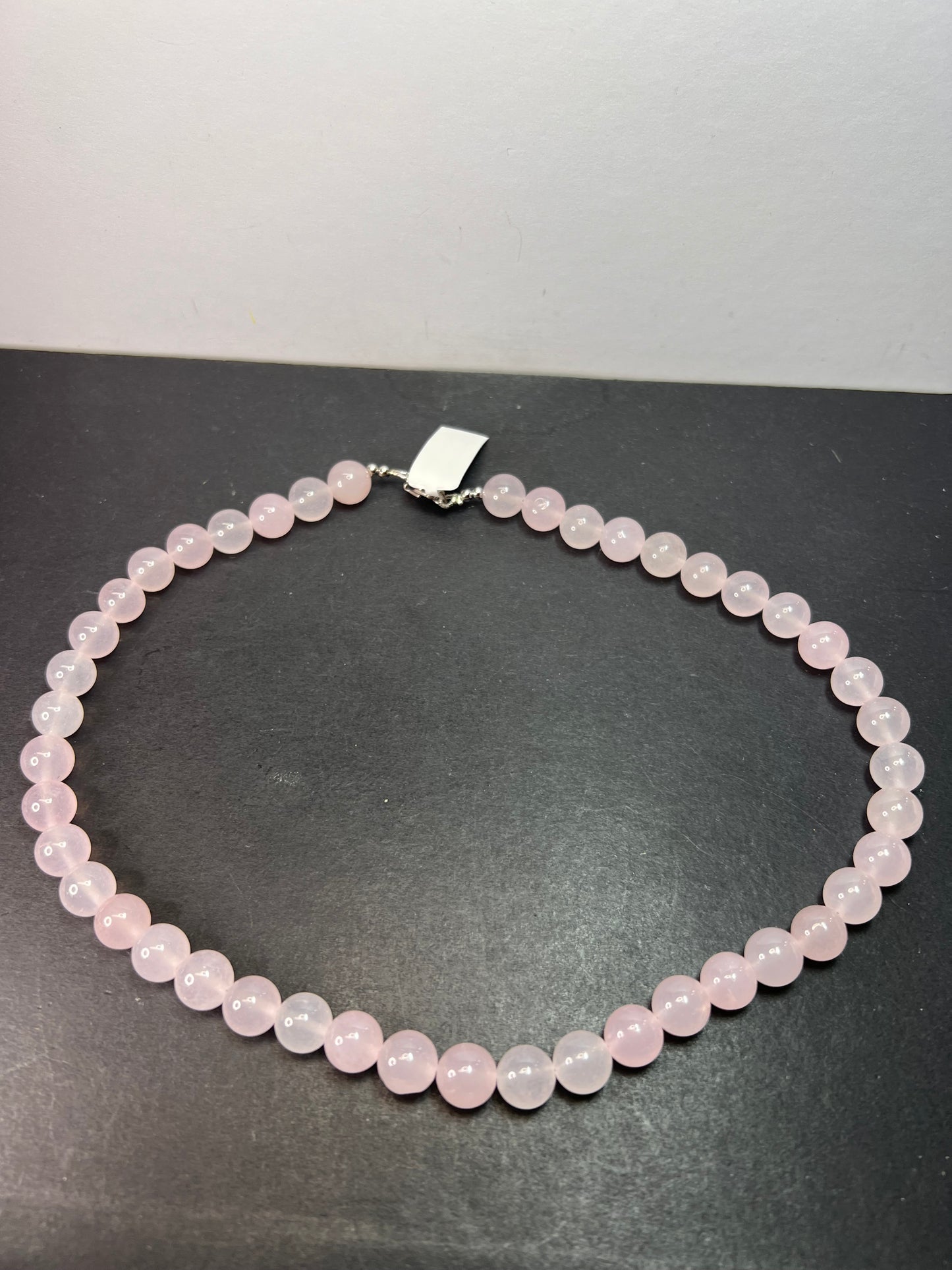 Rose quartz beaded 18 inch necklace with sterling silver clasp *NEW*