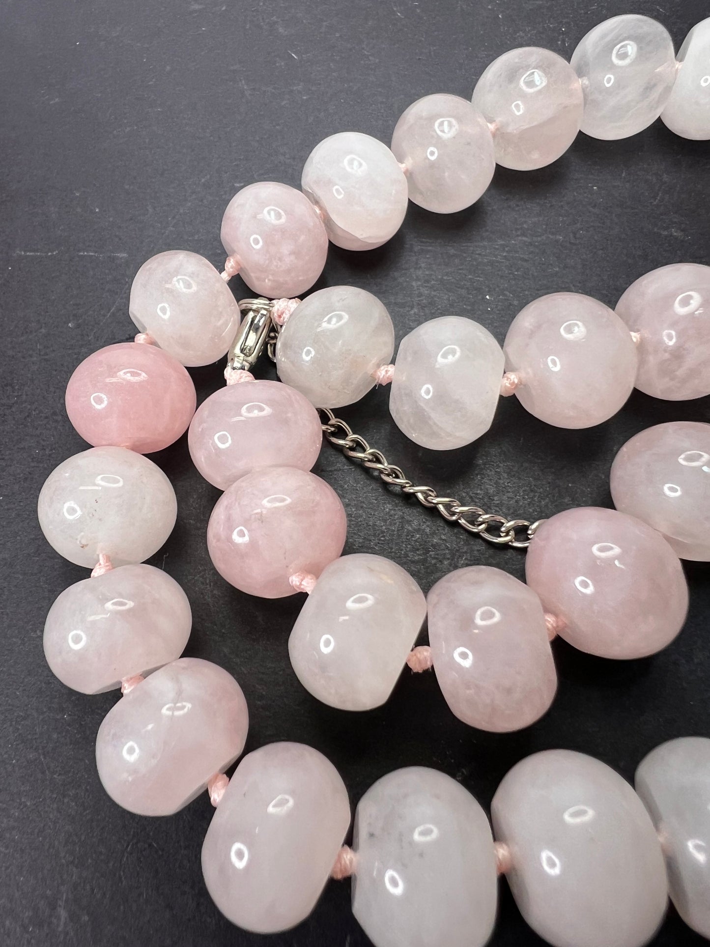 Rose quartz knotted necklace