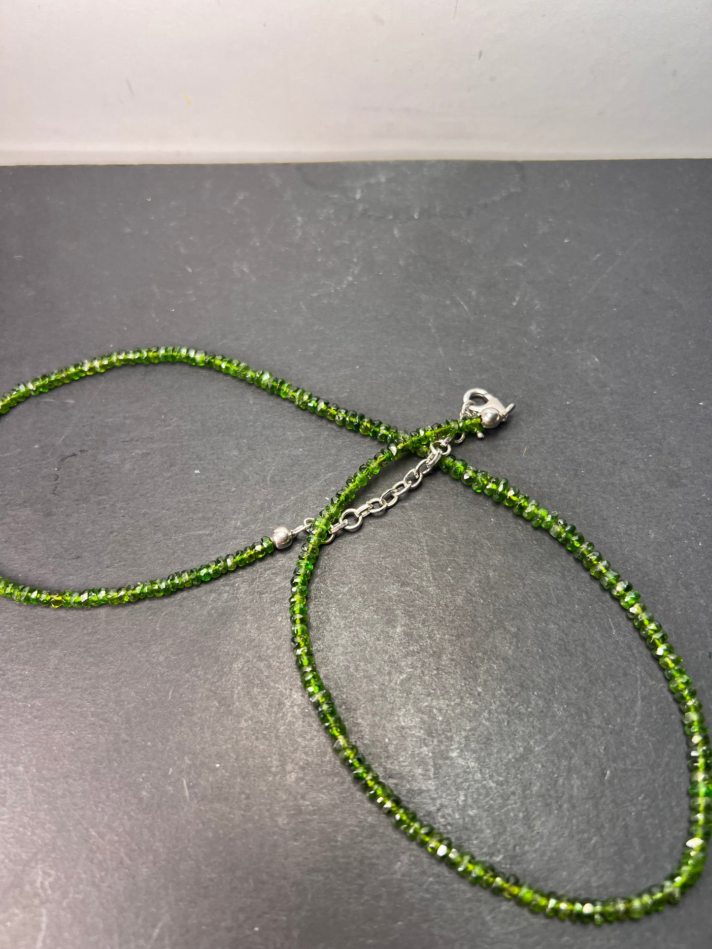 Chrome diopside faceted rondelle necklace