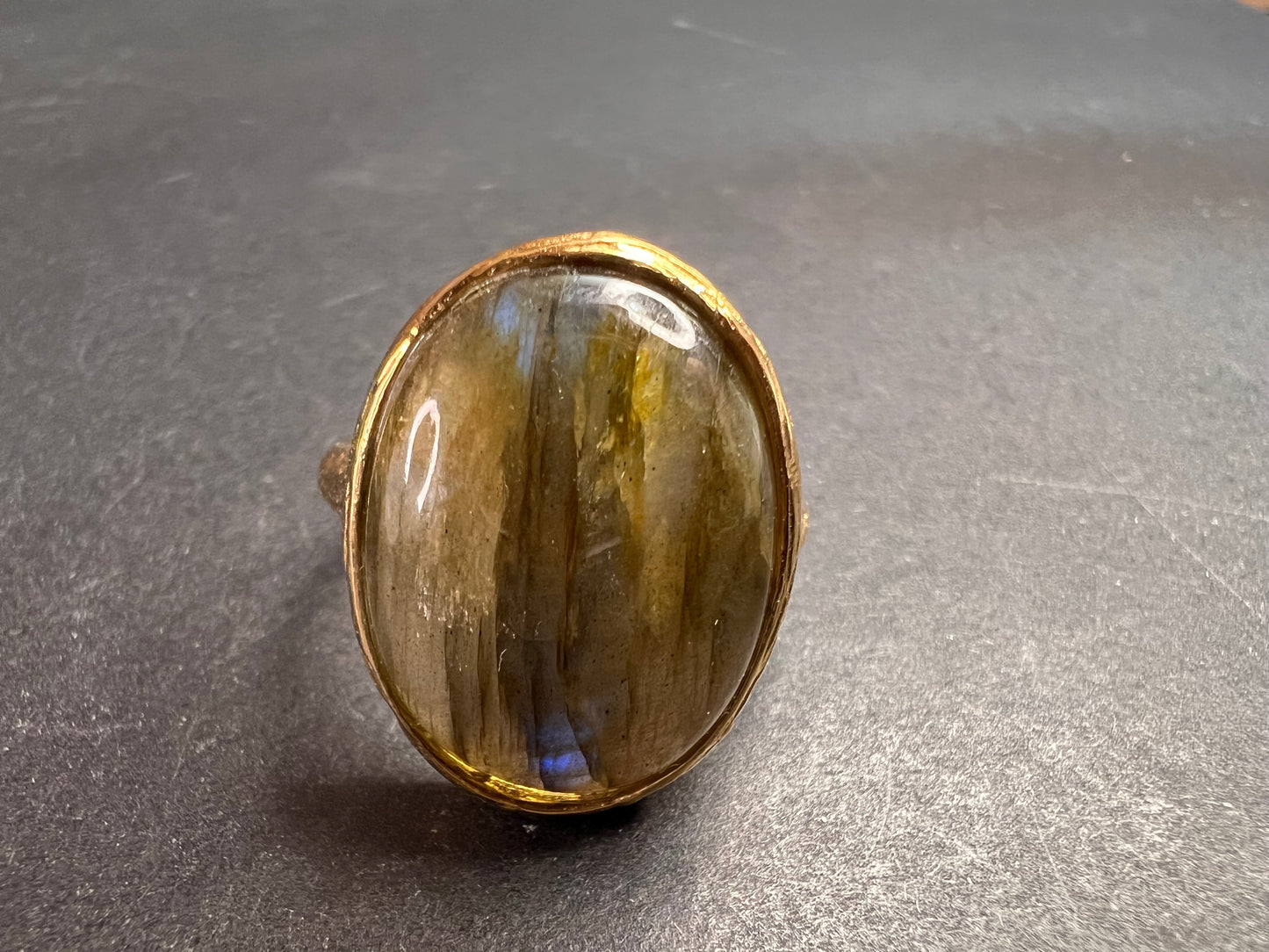 SIG Labradorite size 9 ring in gold tone
