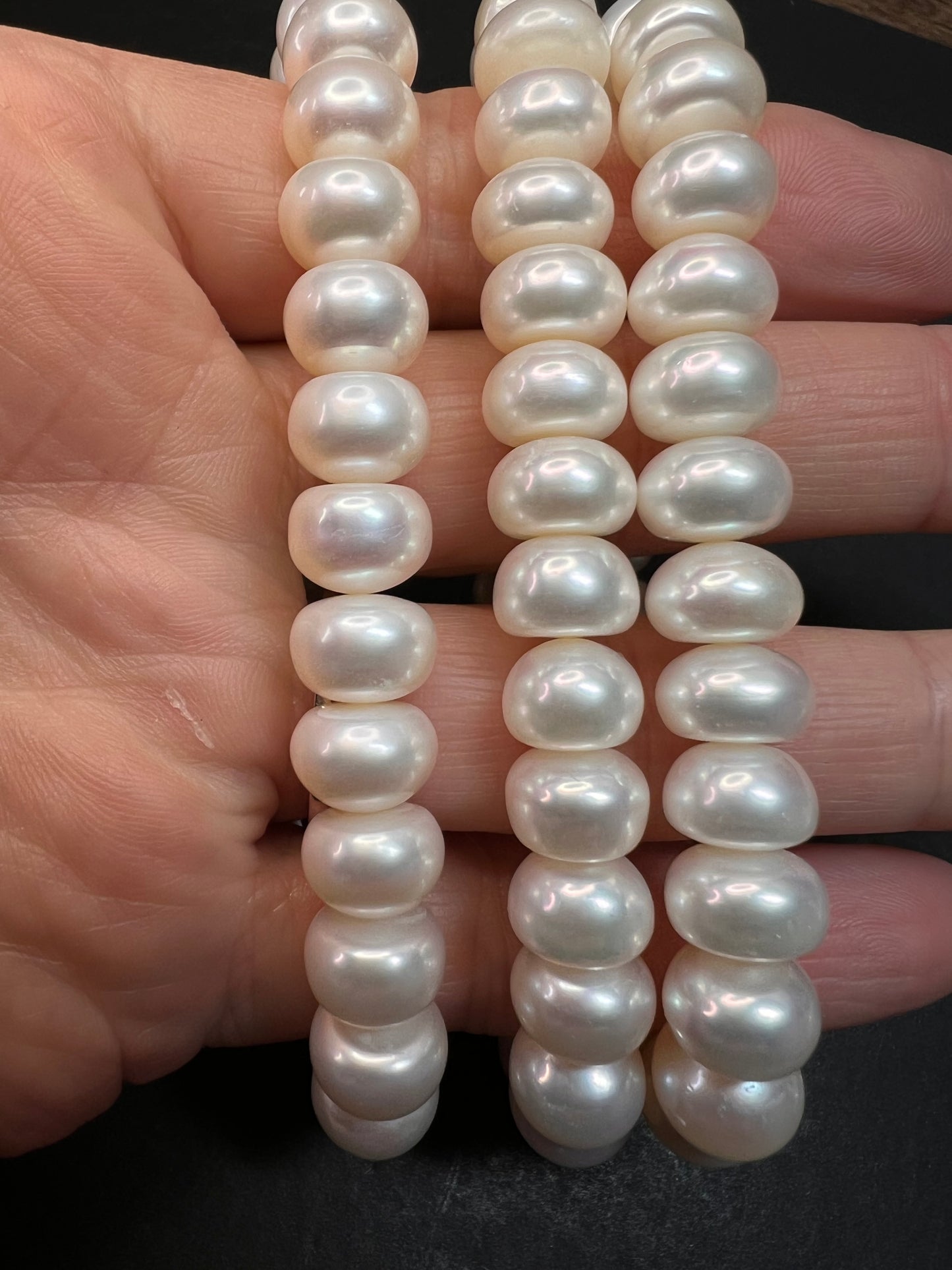 Freshwater pearl stretch bracelets set of 3