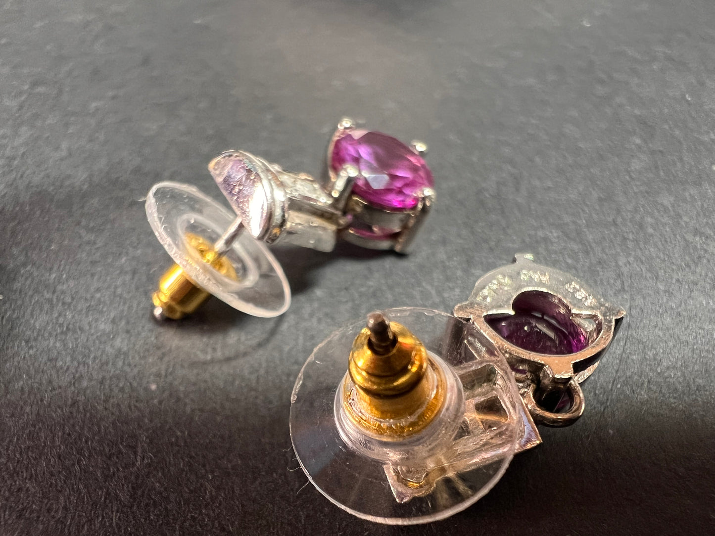 Lab purple sapphire and topaz sterling silver earrings