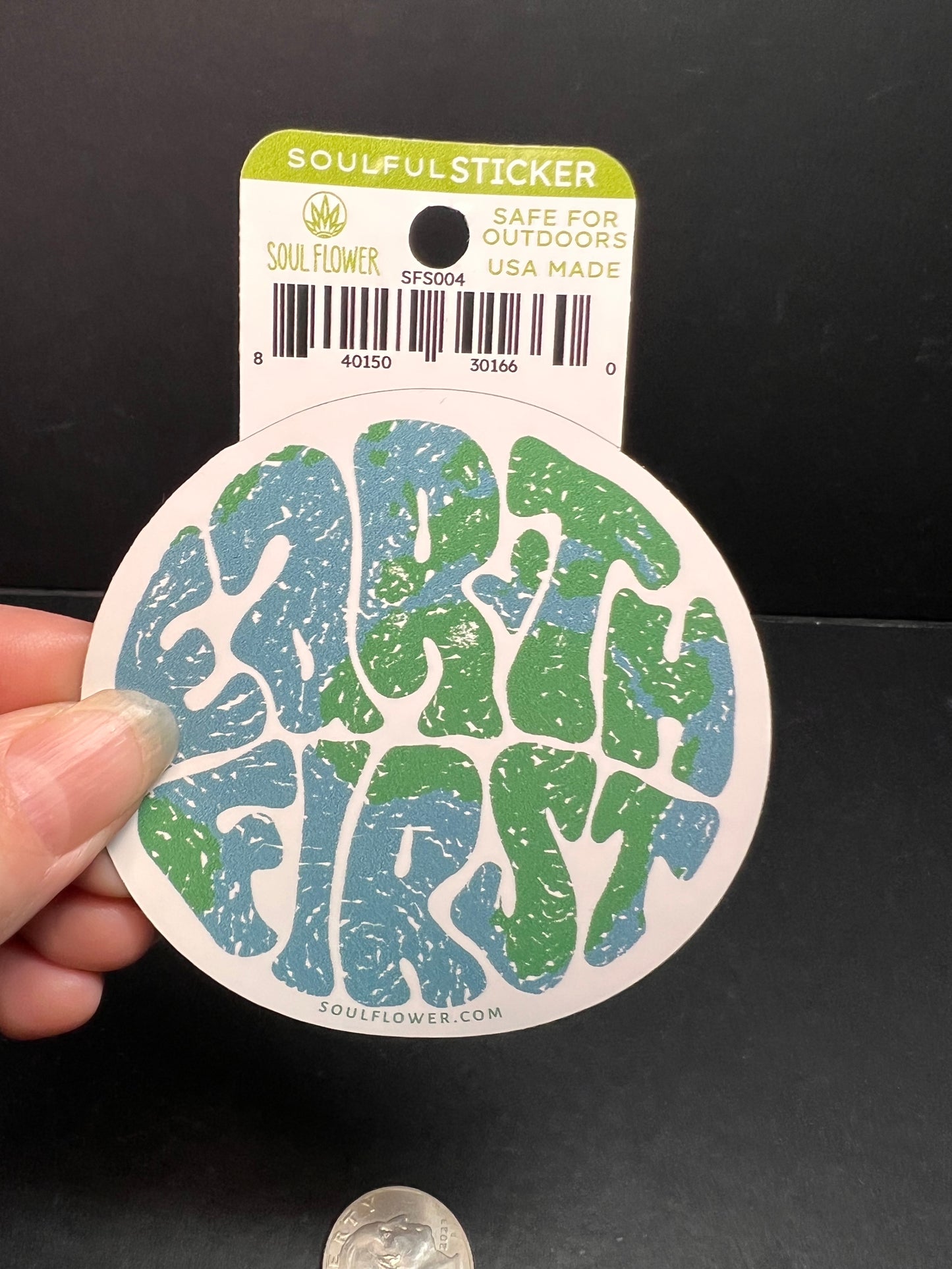 Soul Flower Earth First Round Sticker – Eco Message – Outdoor Safe