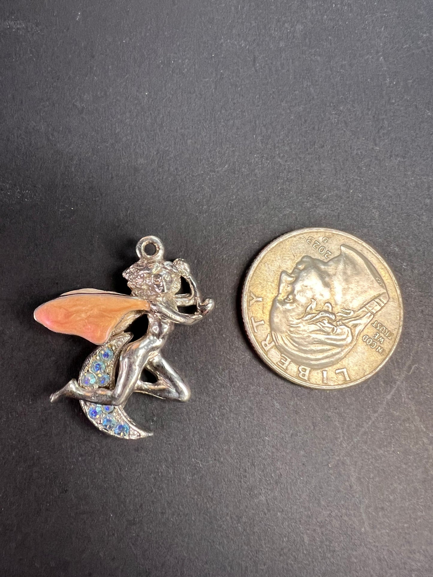 Vintage Kirk’s Folly Fairy Moon Pendant Aurora Borealis Rhinestones