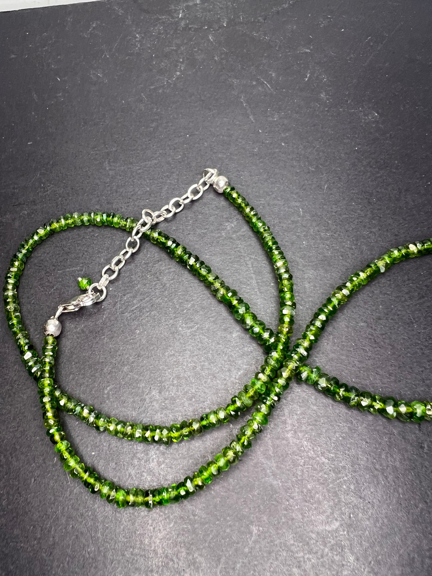 Chrome diopside faceted rondelle necklace