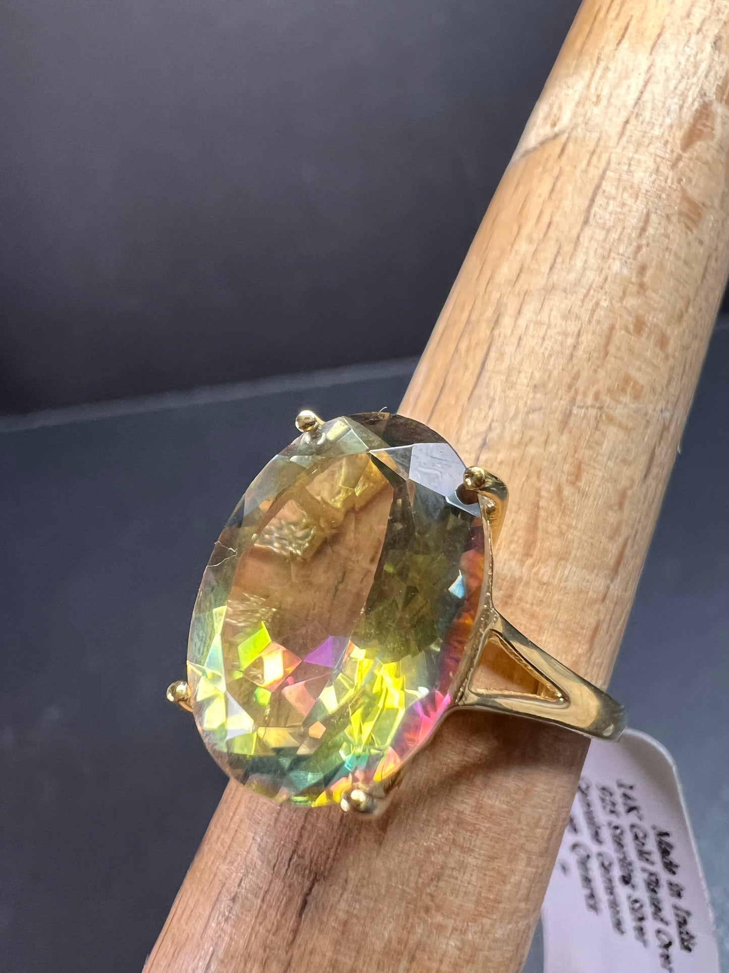 NEW Mystic Quartz ring in gold over sterling silver size 7