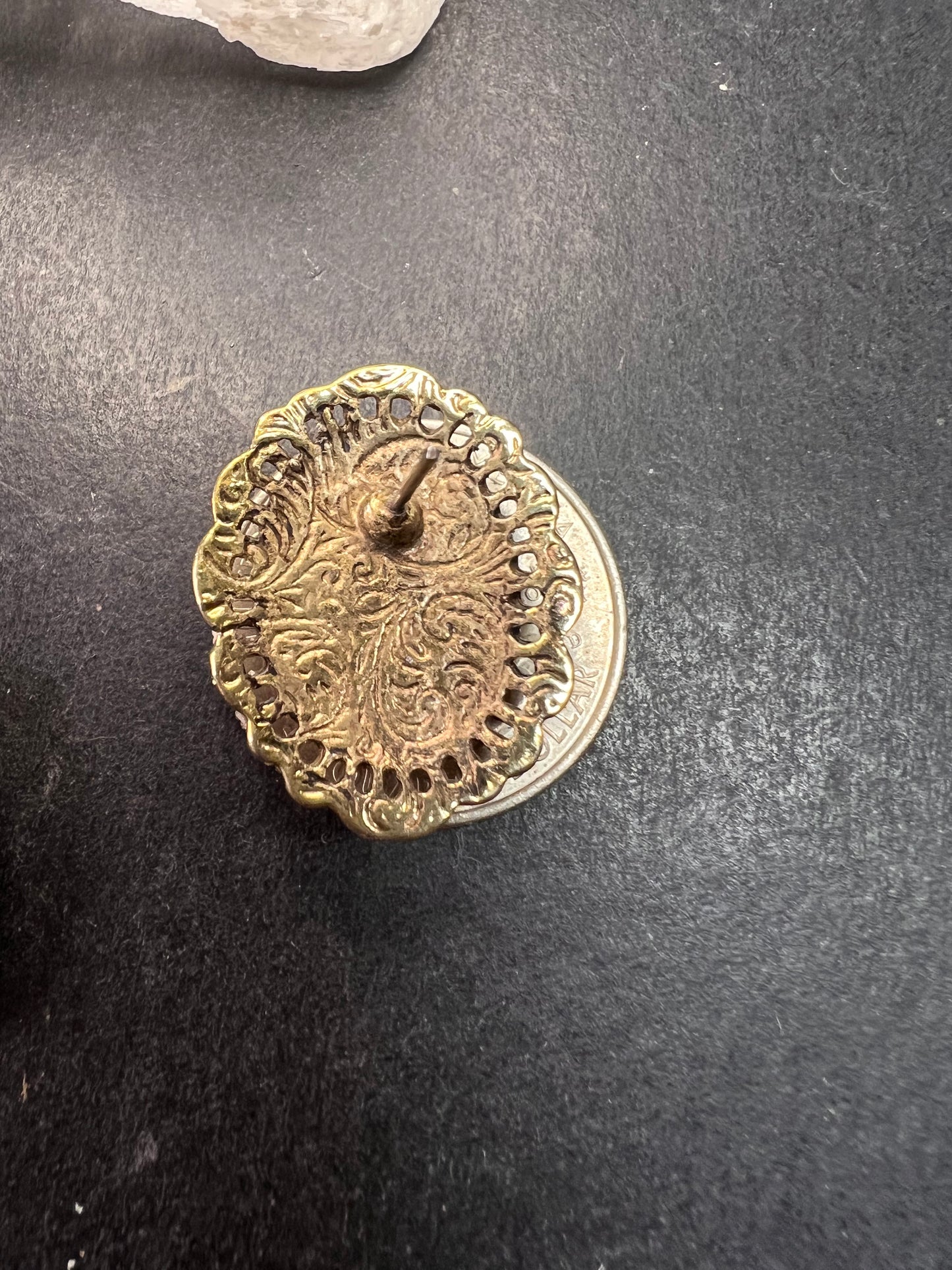 Vintage Carved Shell Cameo Stud Earrings Gold Tone Victorian Revival