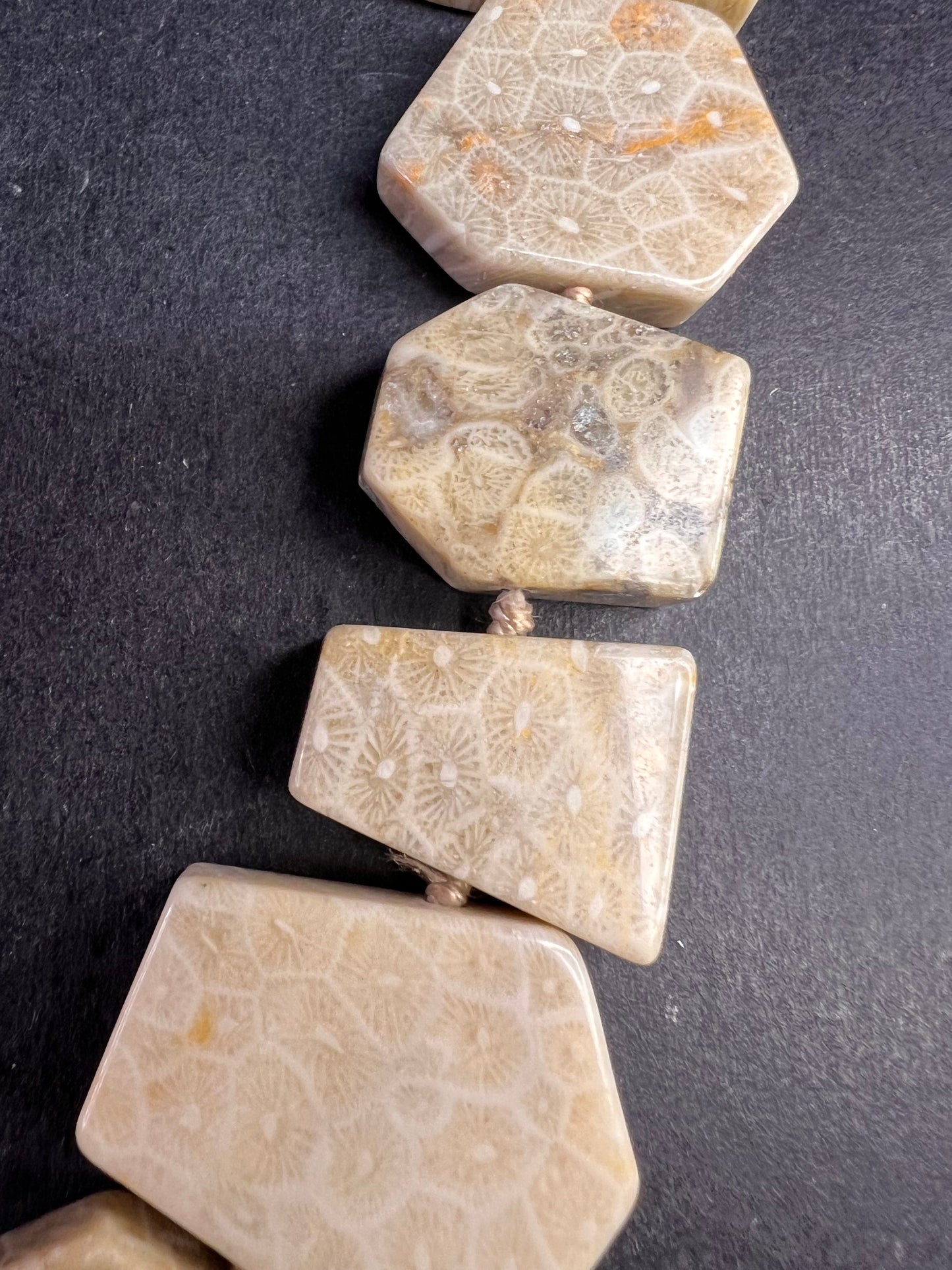 NEW fossil coral knotted necklace