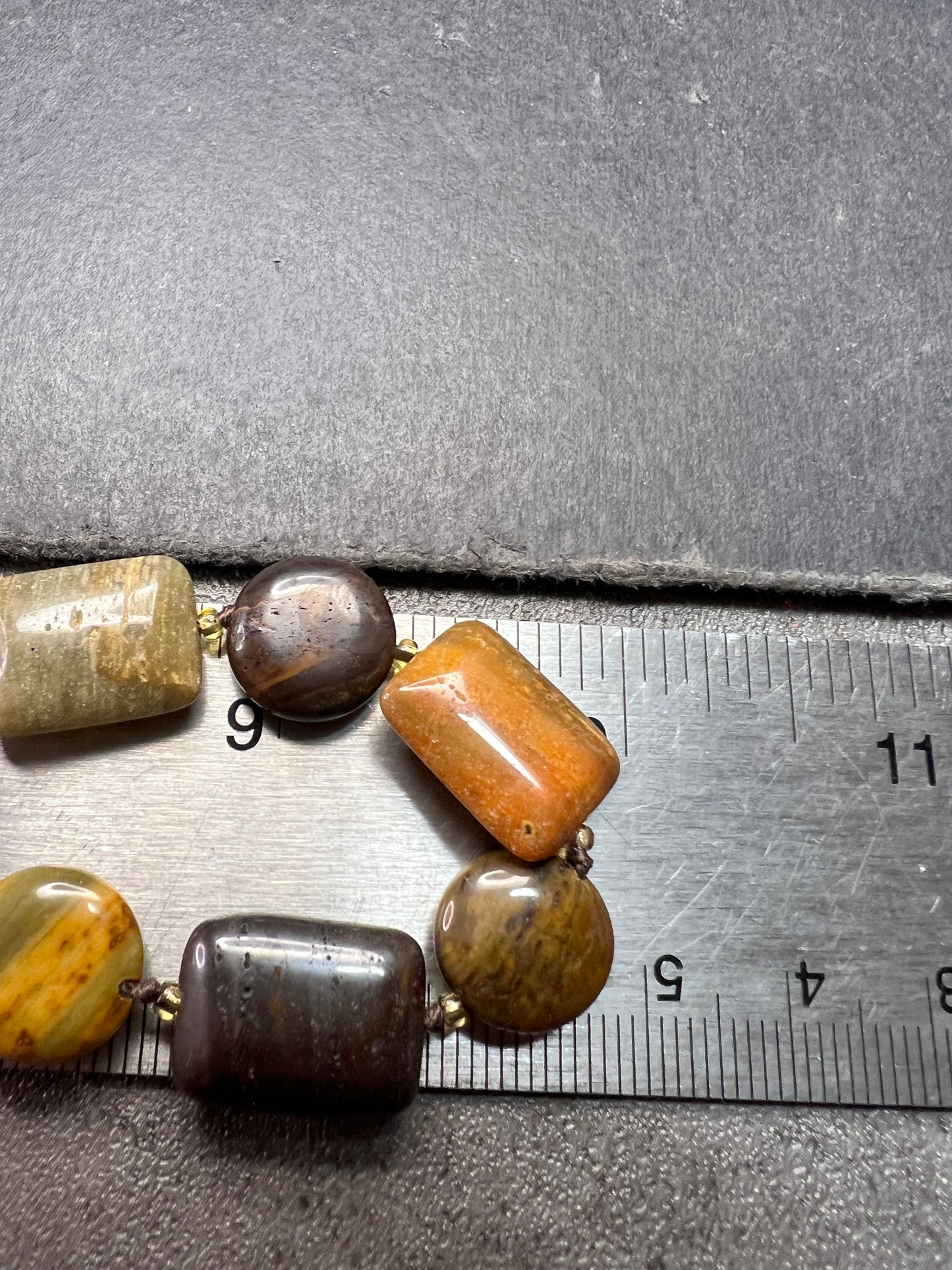 Vintage Petrified Wood Bead Necklace 20” Fossil Wood Earth Tone Jewelry