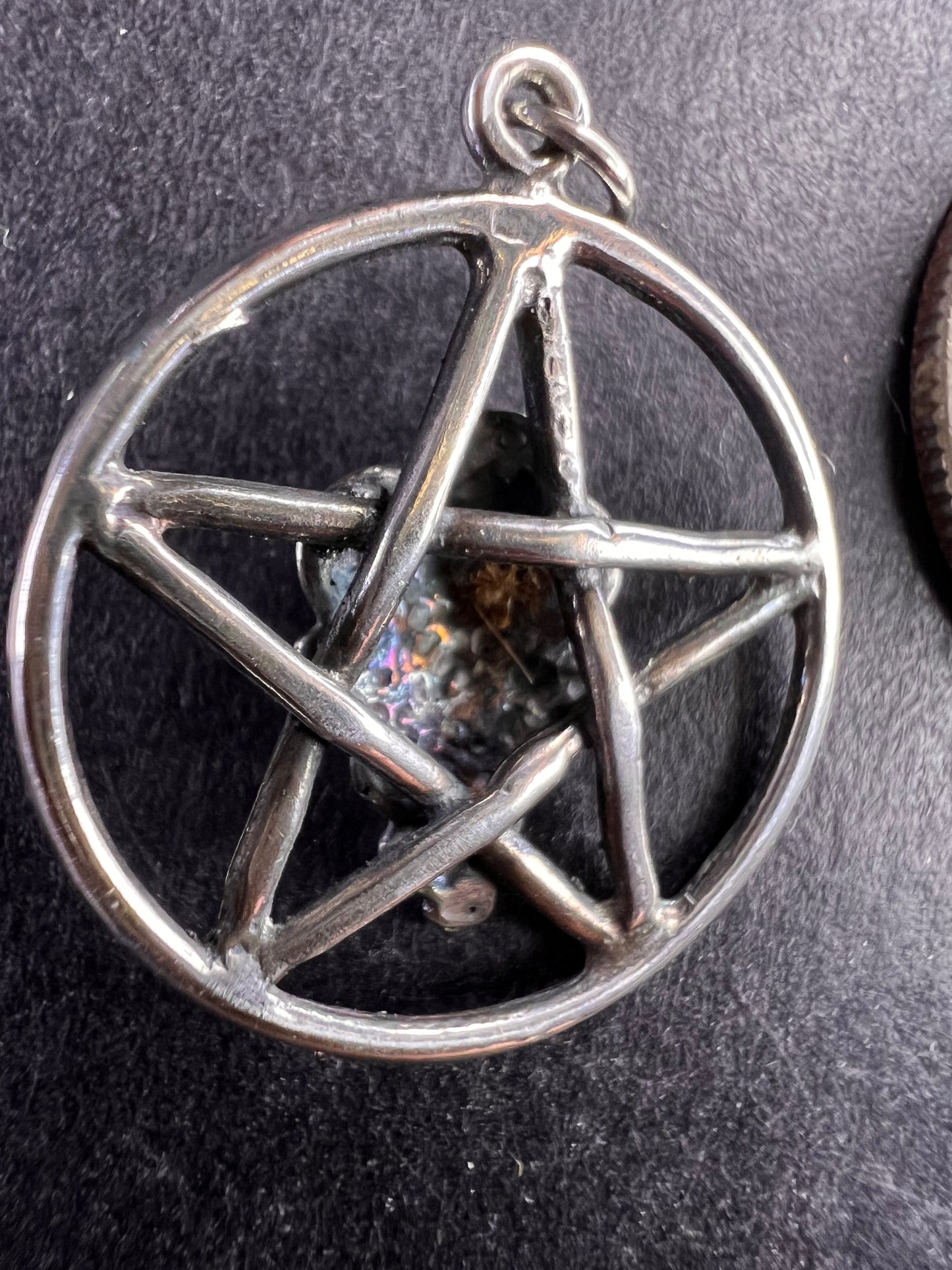 Vintage Sterling Silver Pentacle Goddess Face Charm Pendant