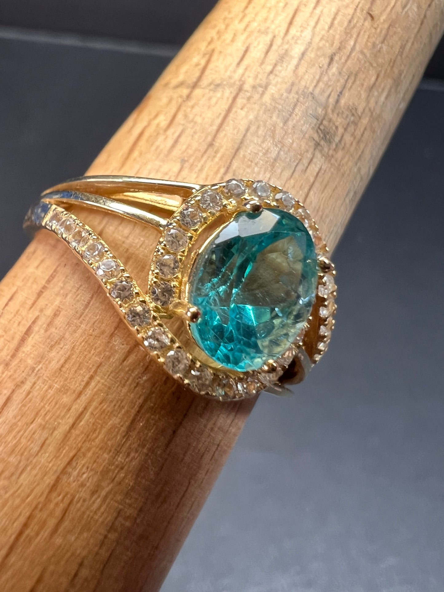 14k gold Paraiba apatite ring size 9