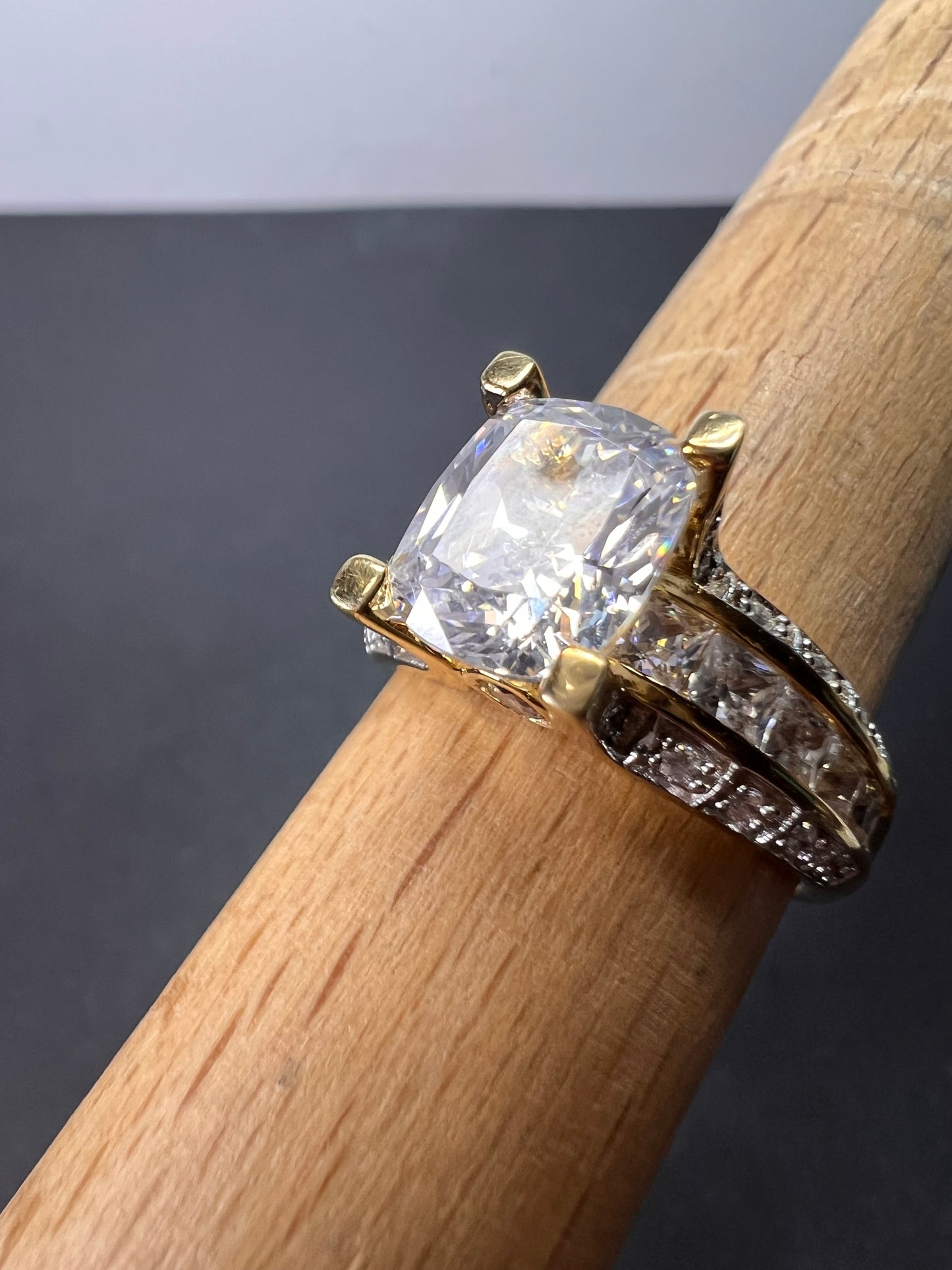 Cubic Zirconia 18k Yellow Gold Over Silver Ring 7.77ctw size 9