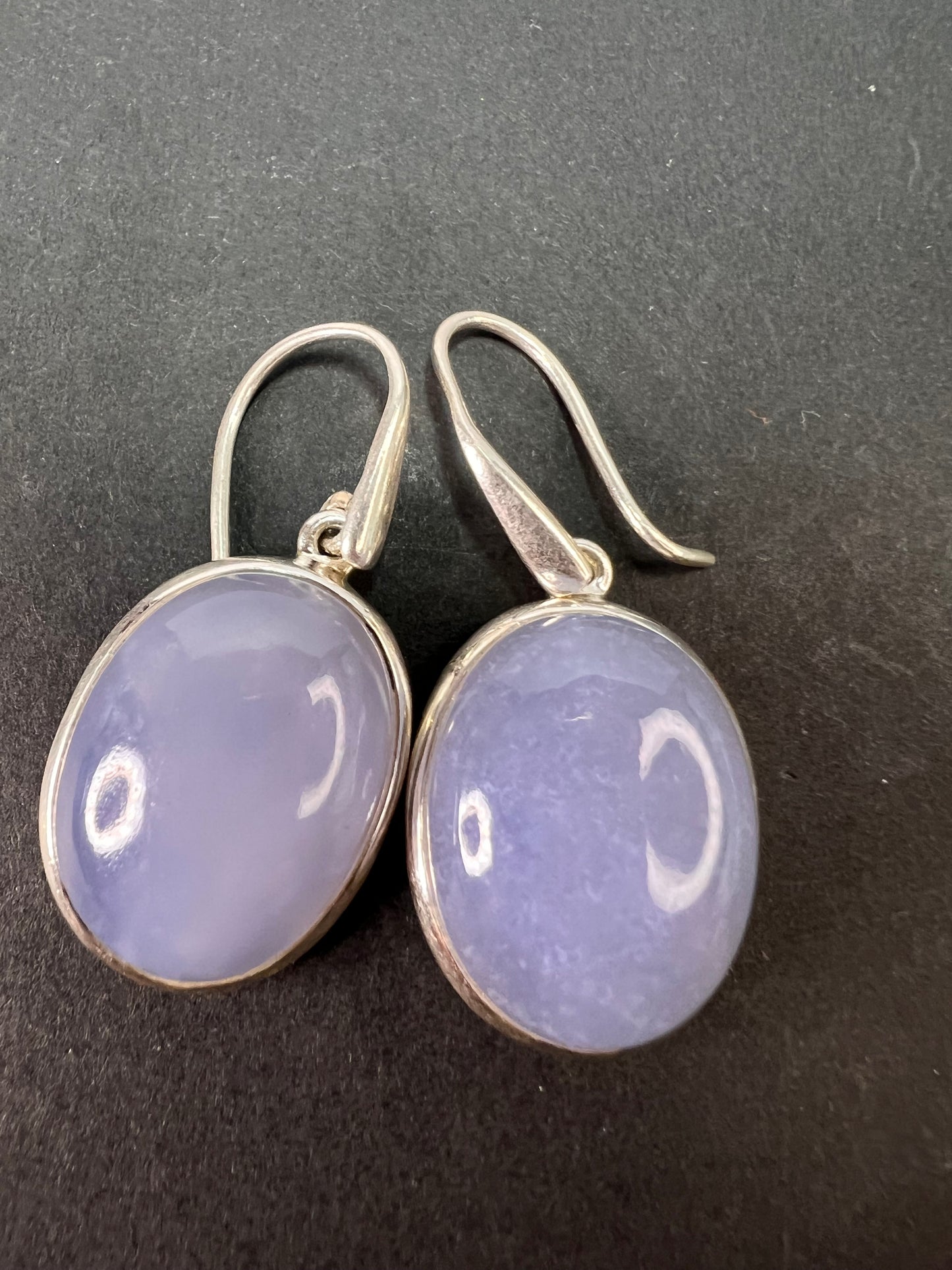 NEW blue chalcedony sterling silver dangle earrings 10.88 grams