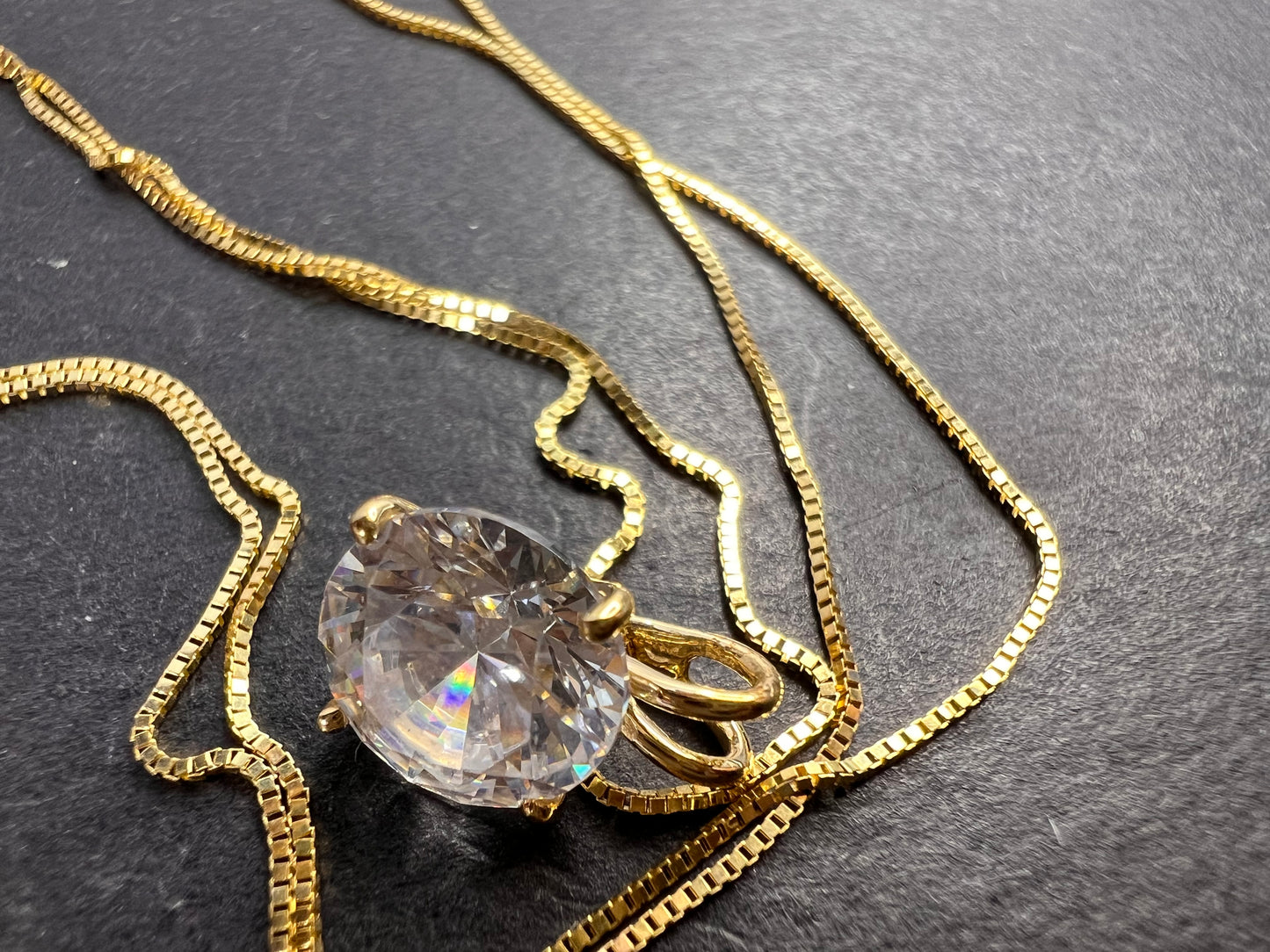 LUX 10k gold CZ pendant with 14k yellow gold 18 inch chain