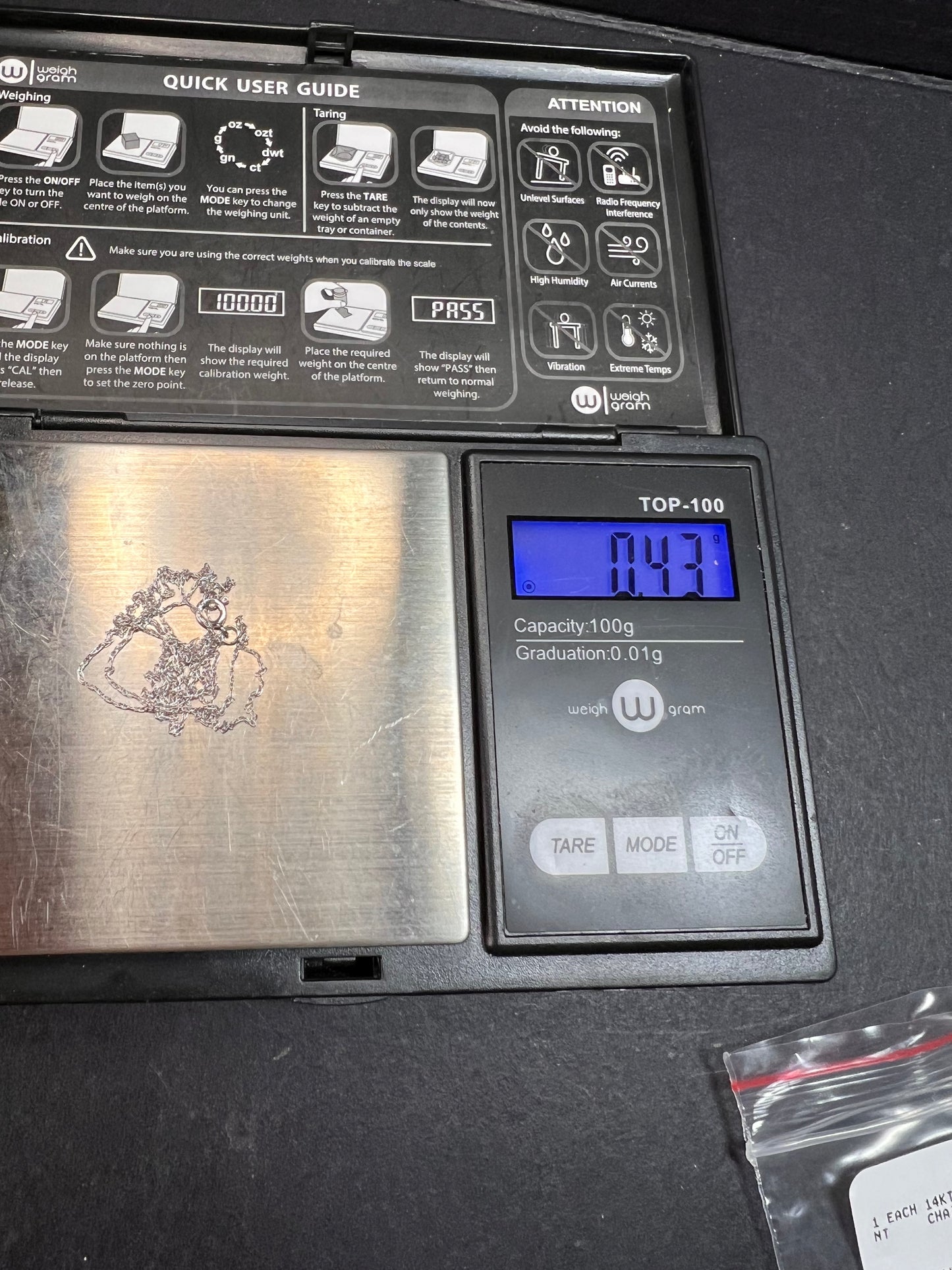 NEW 14k white gold 18 inch cable chain .45 grams