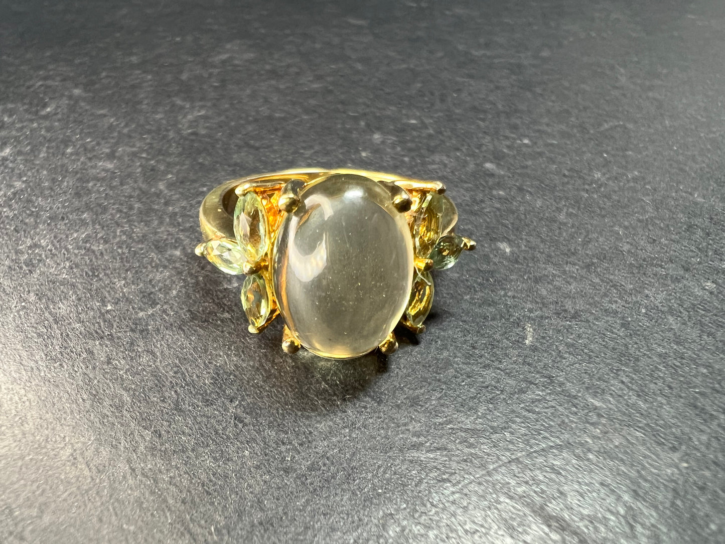 Champagne Quartz & Apatite Vermeil Ring Size 9