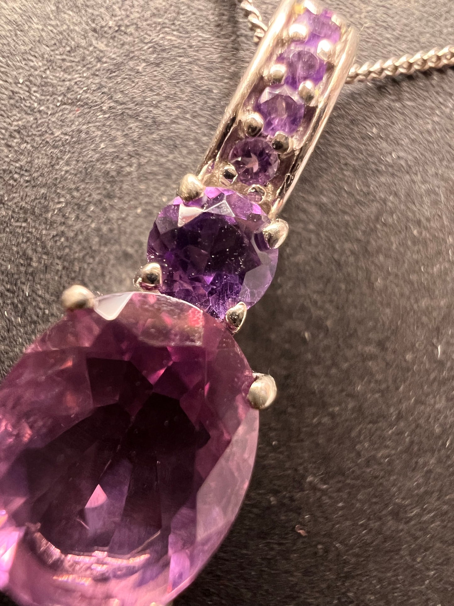 Purple fluorite multi stone sterling silver pendant with 20 inch chain