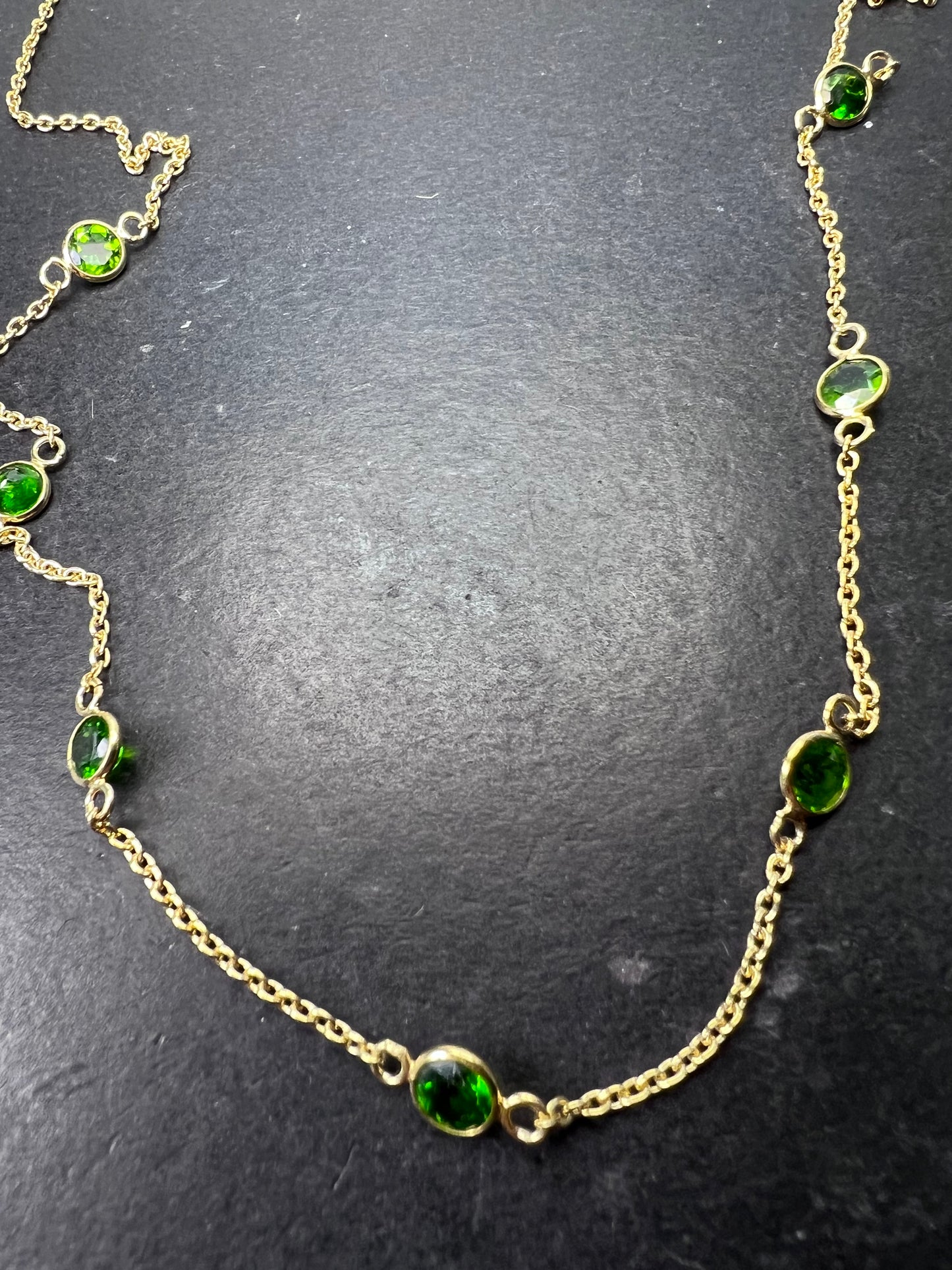 Chrome diopside gold over sterling silver 18 inch necklace