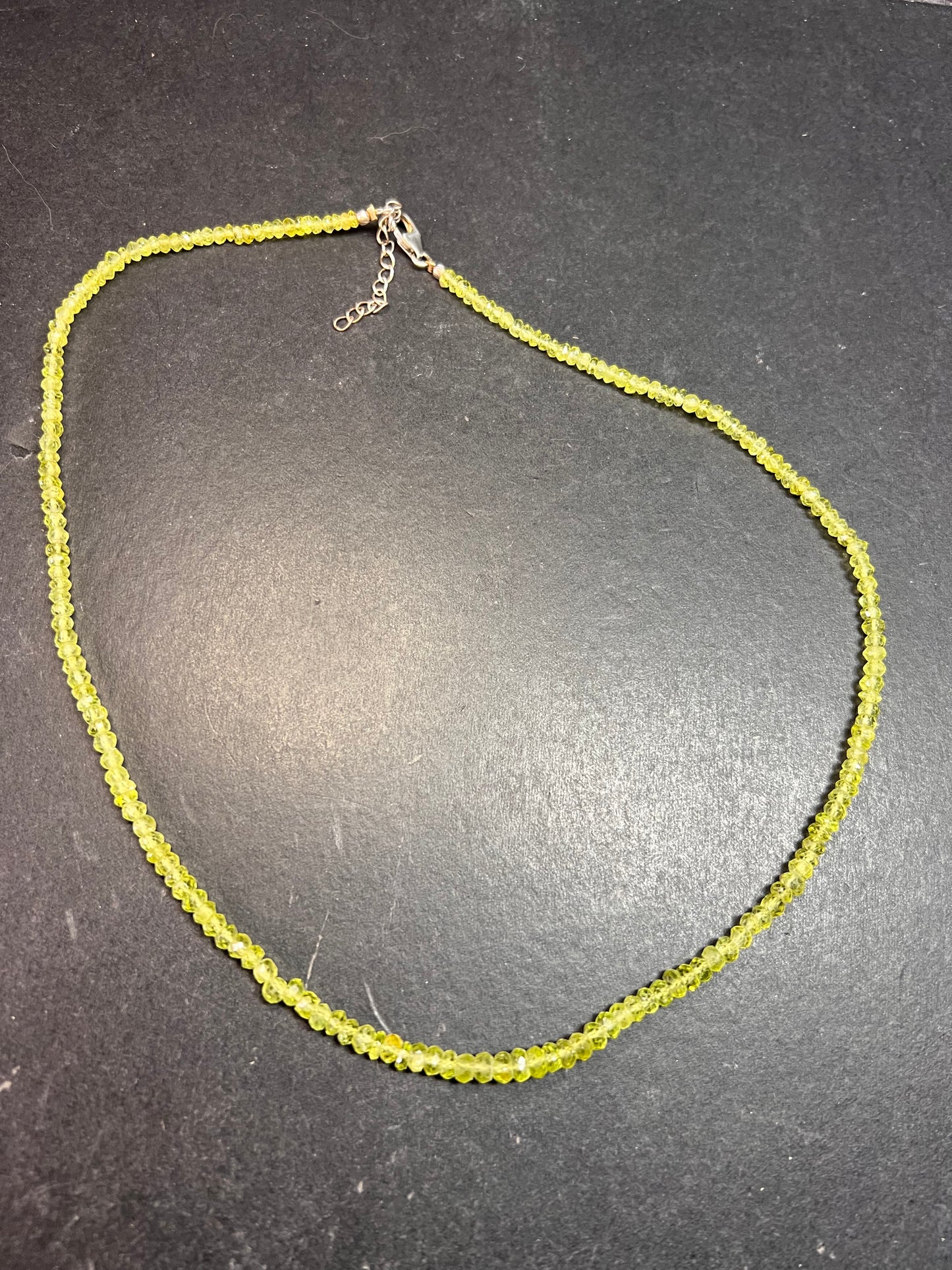 Vintage Peridot Bead Necklace 18–20” Sterling Silver 925 KJC India