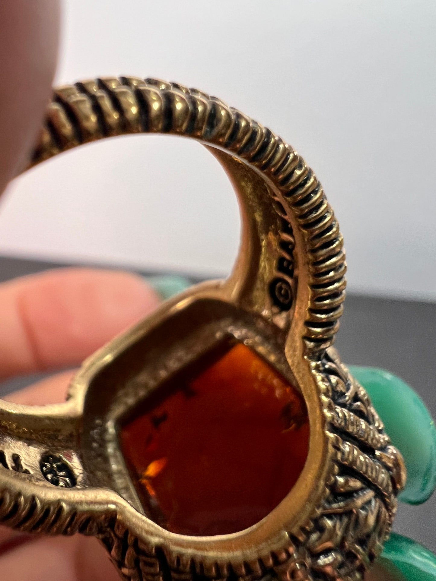 Designer Barse amber brass ring size 9