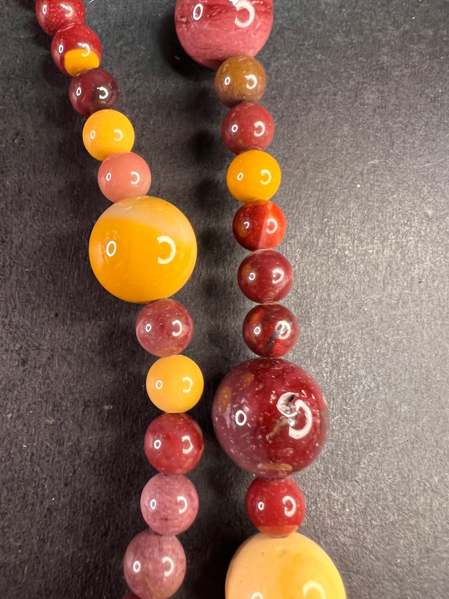 NEW Mookaite Jasper station 36 inch necklace with sterling silver clasp