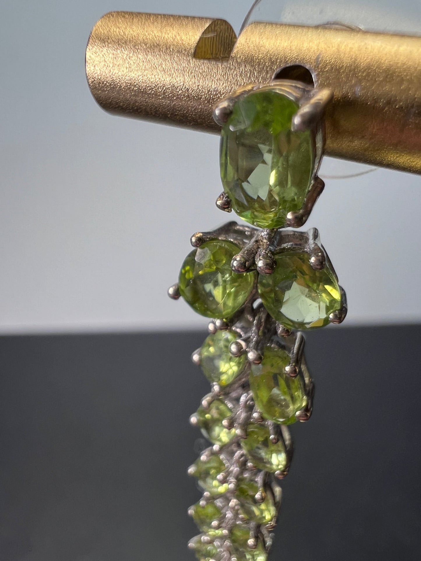 Peridot sterling silver chandelier earrings