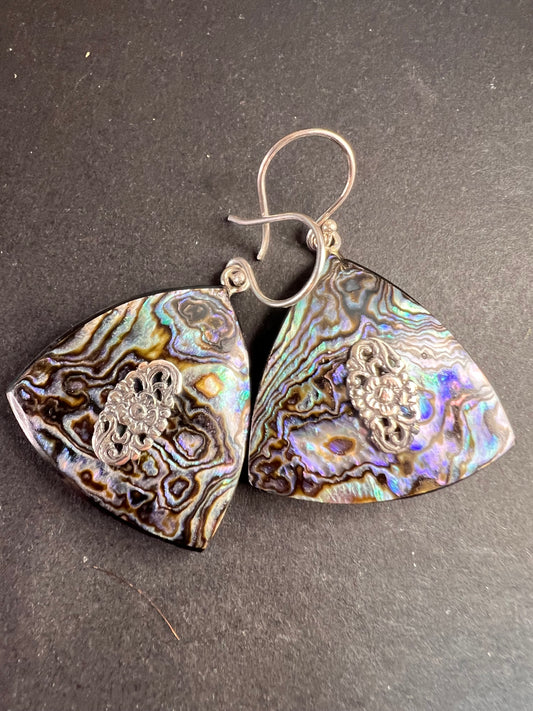 NEW Abalone shell sterling silver dangle earrings