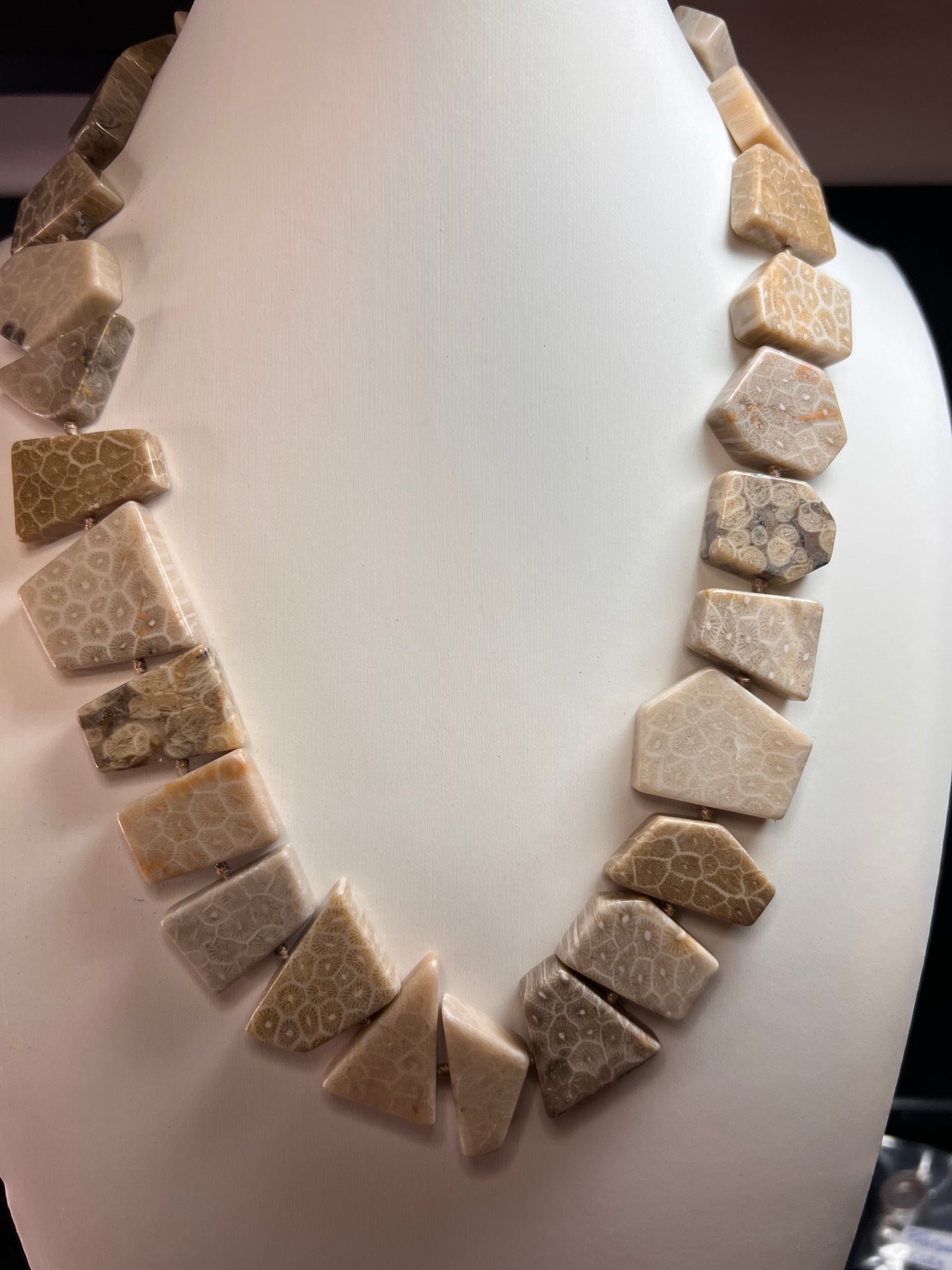 NEW fossil coral knotted necklace