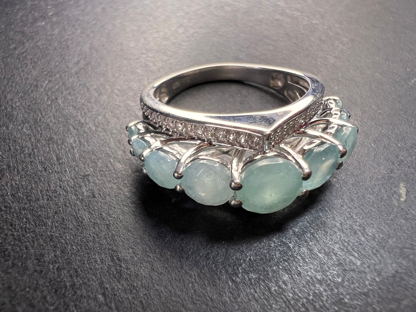 NEW Grandidierite and zircon sterling silver ring size 8