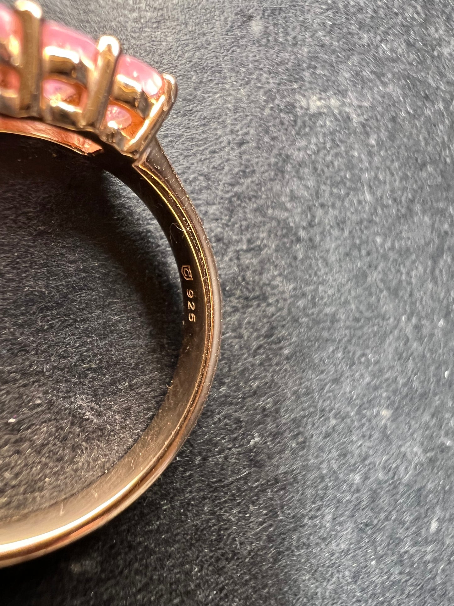 Pink Sapphire 925 Gold Vermeil Ring Size 7