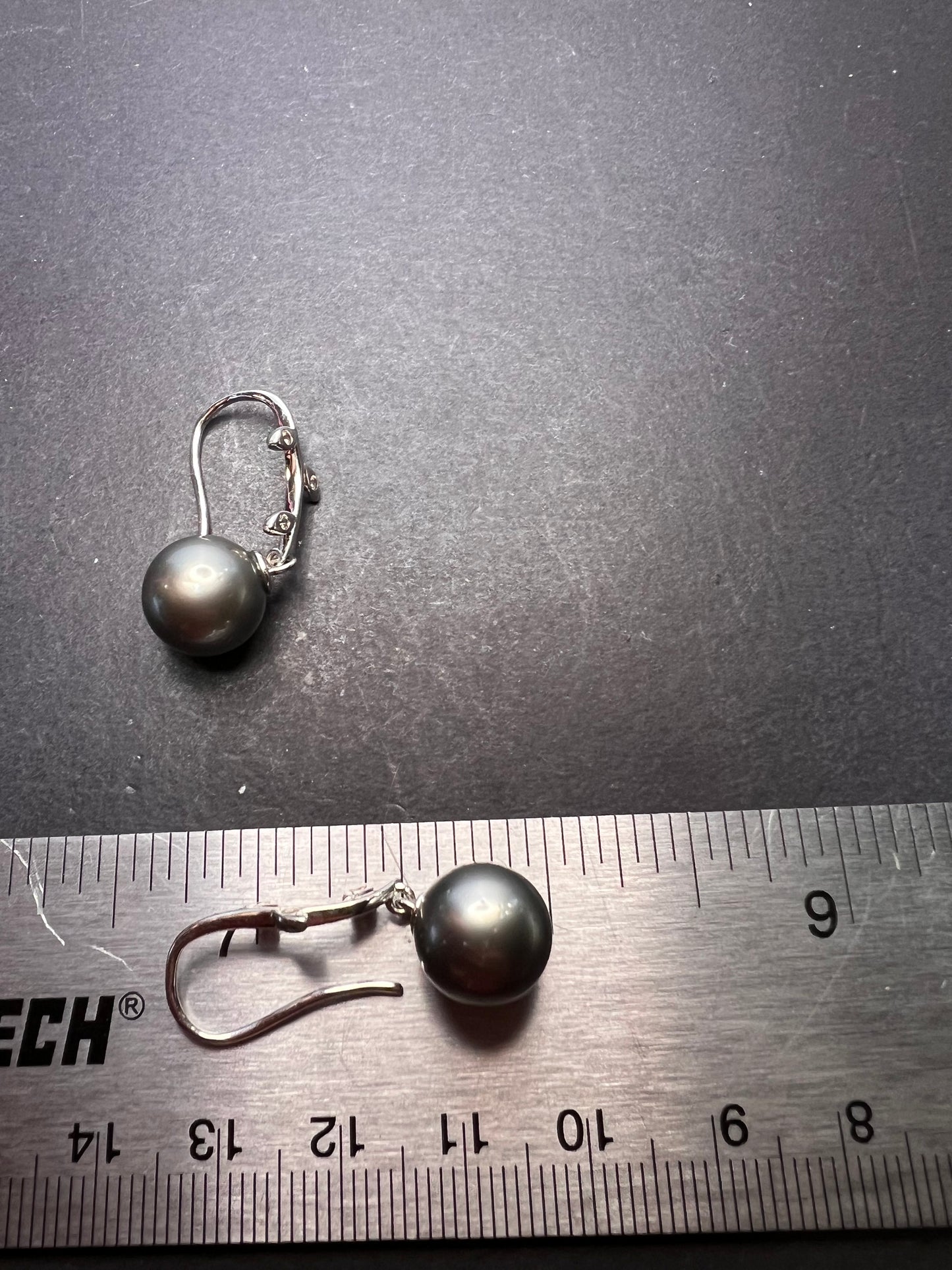 11mm Tahitian pearl sterling silver earrings